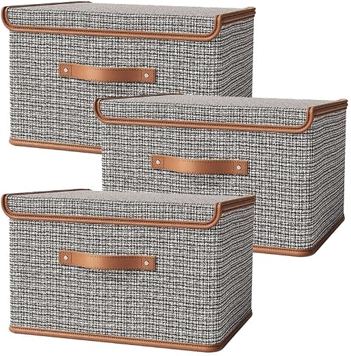 Prime Pick Storage Box Foldable Oxford Cloth Organizer with Lid Breathable Washable Wardrobe Storage Reinforced Handles Cl