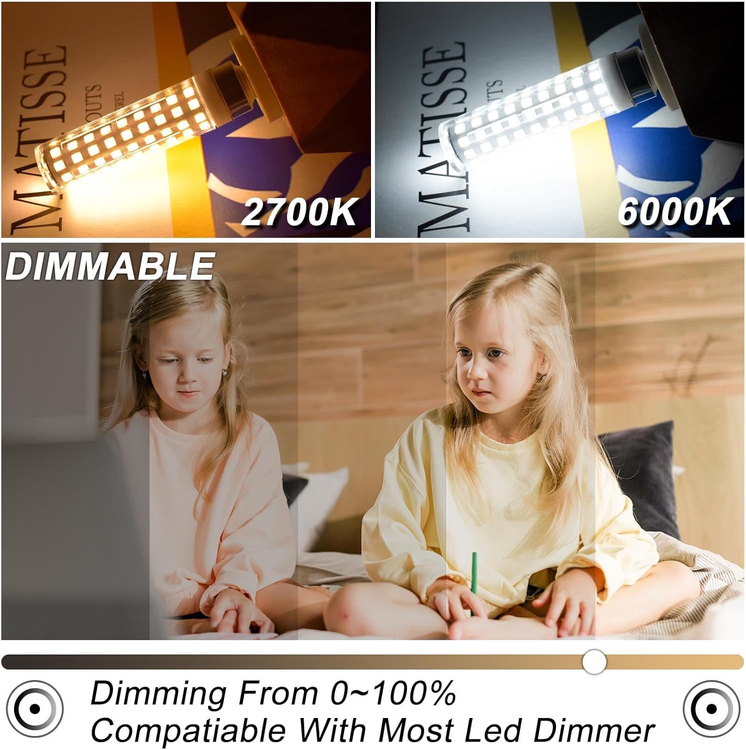 ZHENMING LED E12 Bulbs 100W Halogen Bulb Equivalent, Dimmable E12 Candelabra LED Bulb 10W 1100LM, Daylight Light 6000K,E12 LED Bulb for Ceiling Fan, Chandeliers Pack of 4
