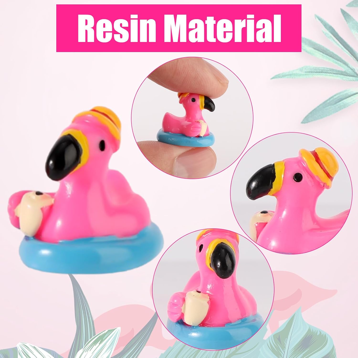 90pcs Mini Flamingo Resin Ducks, Summer Swim Rings Bikinis Sunglasses Surfboards Small Little Flamingo Miniatures Tiny Resin Animals Figures for Dollhouse Garden Landscape Decor DIY Crafts (Style 3) image 4