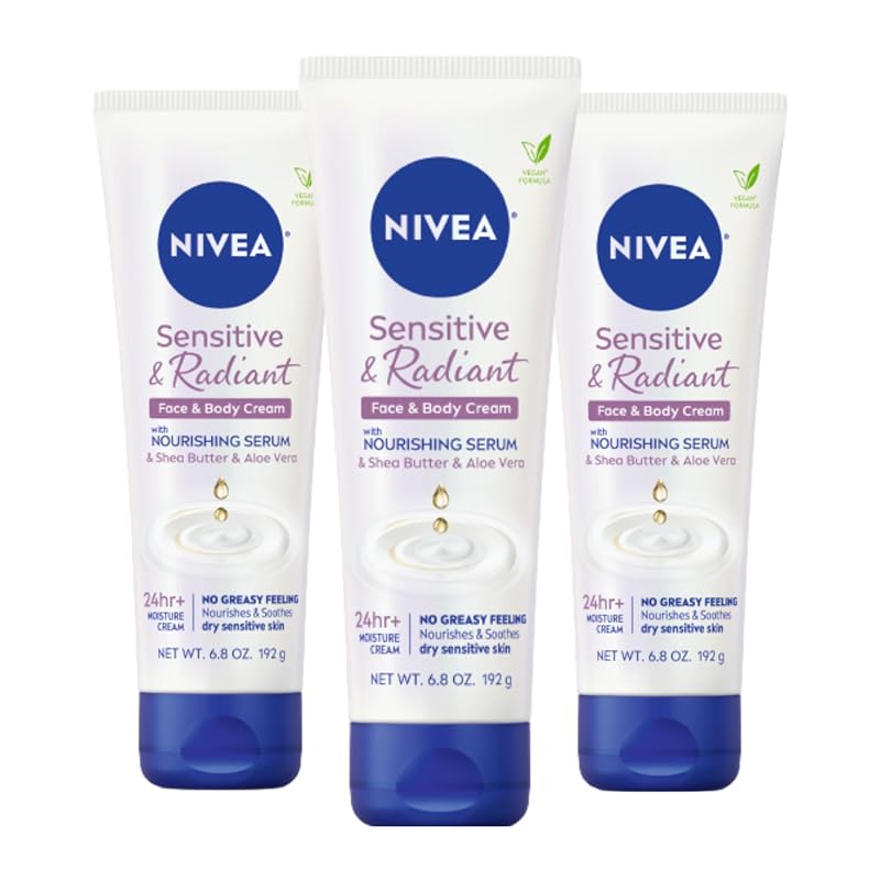 Creme facial e corporal NIVEA com manteiga de karité e aloe vera para pele seca e sensível, Pacote com 3