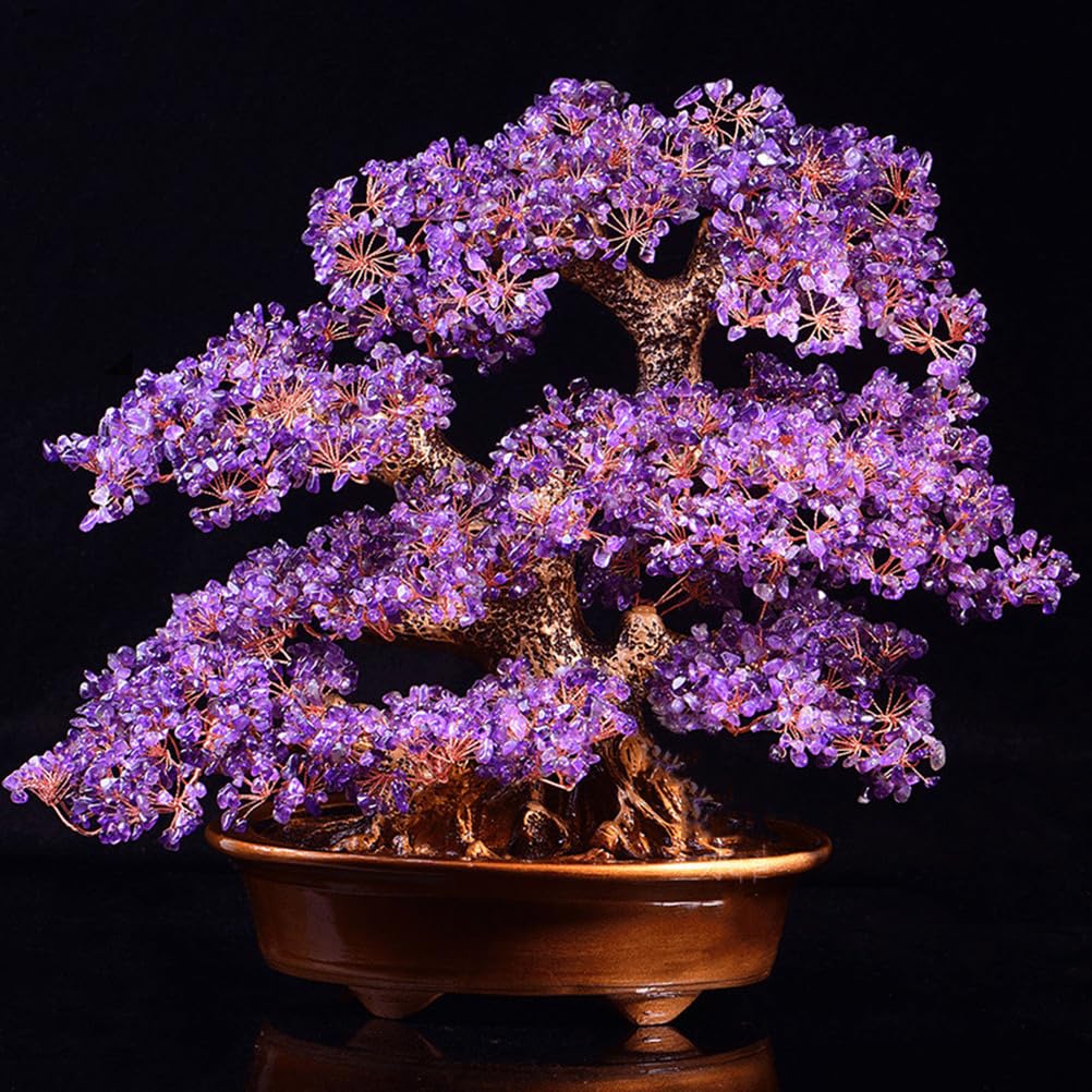 Czakra Kryształowe drzewko pieniędzy Uzdrowienie Reiki Kryształowy kamień szlachetny Bonsai Feng Shui Ozdoba na boże narodzenie w domu Wystrój Bogactwo Powodzenia Prezent dla,Purple