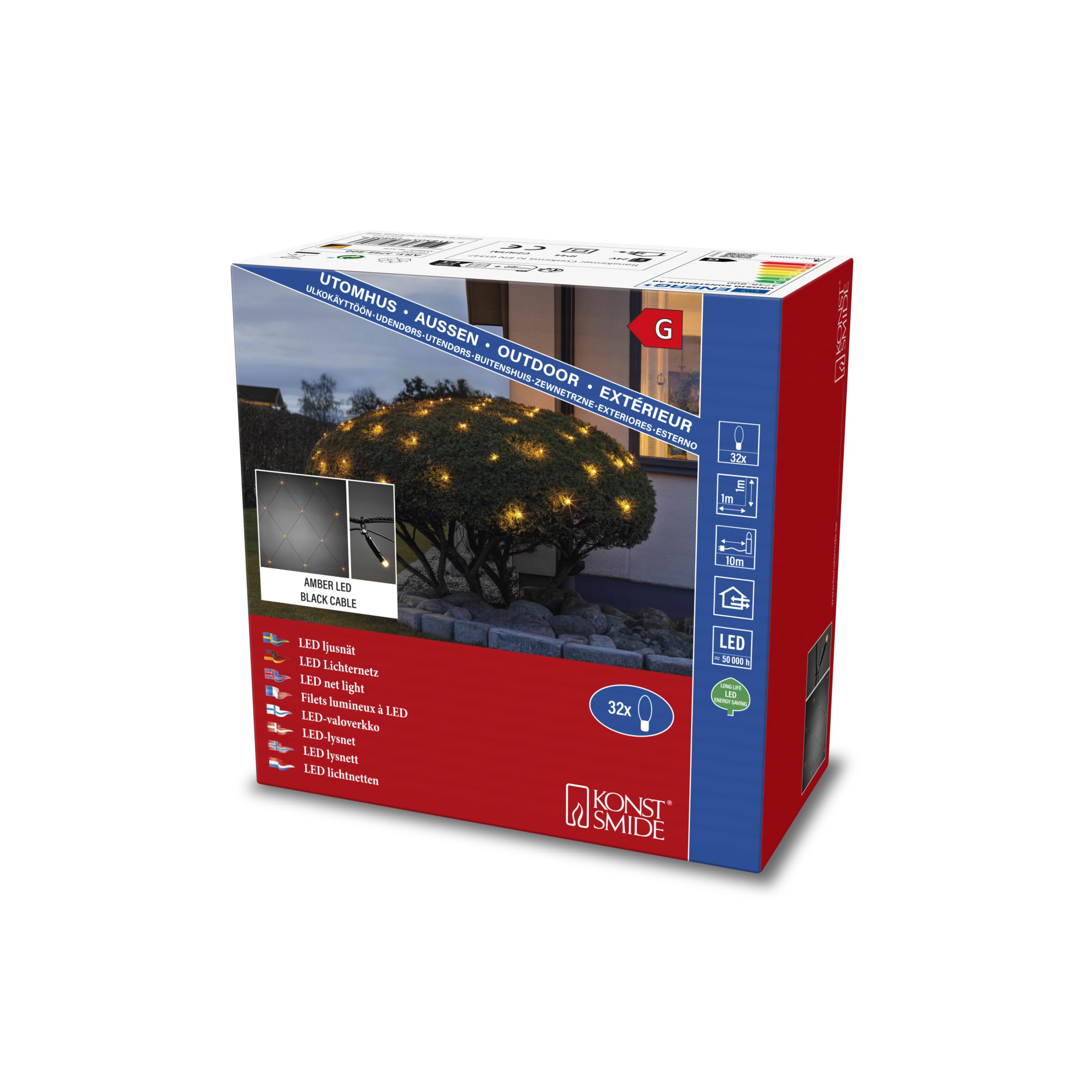 Red de luces LED Konstsmide para ambientar cenas en el jardin y terrazas de verano