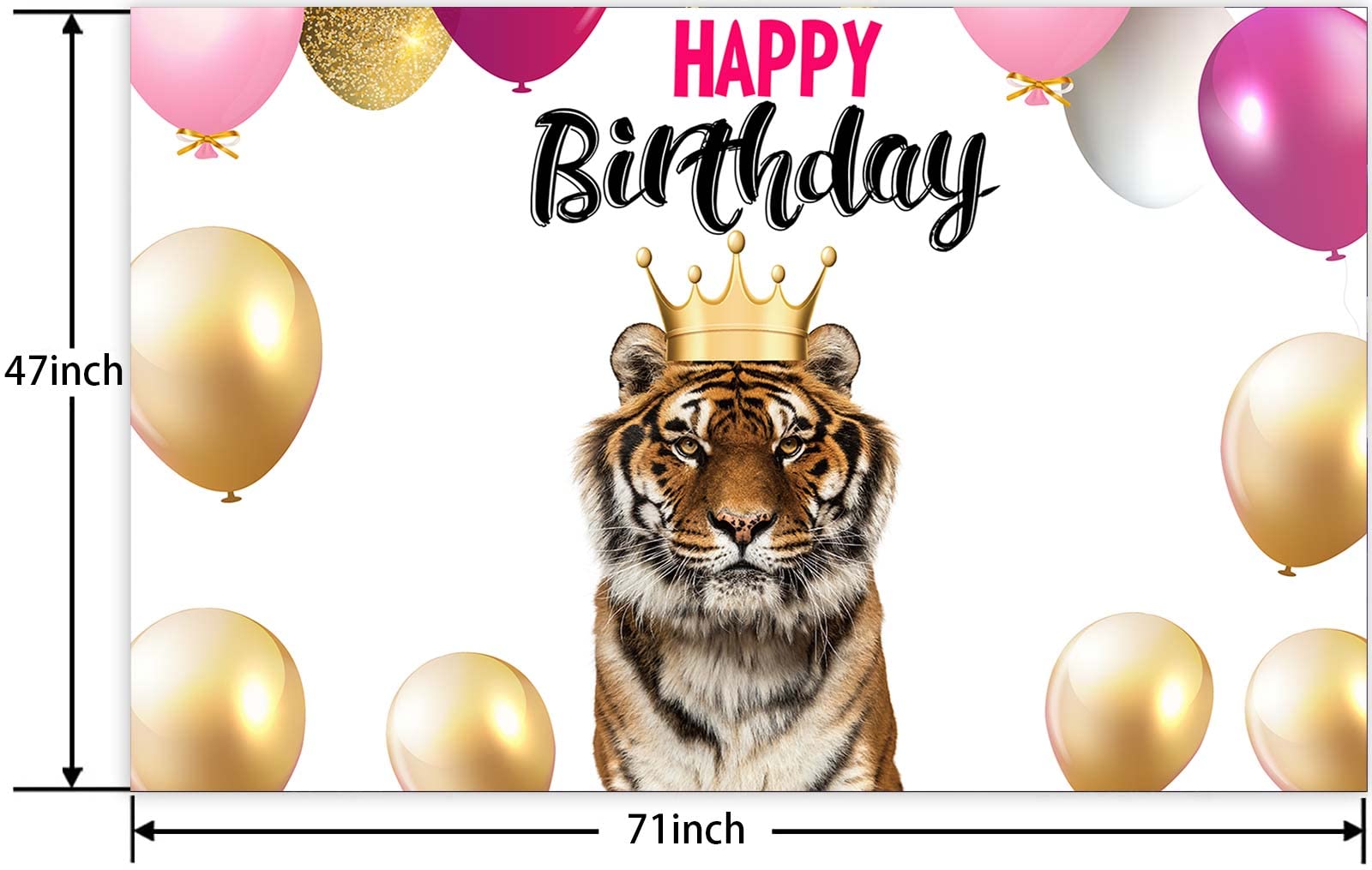 Tiger King Happy Birthday Banner Backdrop Realistic Lifelike Tiger Animal Zoo Theme Decorations Decor for Safari Wild One 1st Birthday Party Baby Shower Favors Supplies Background Photo Booth Props