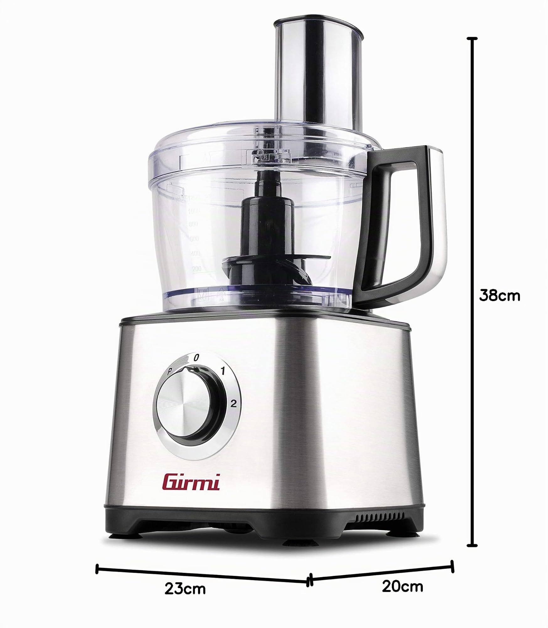 Girmi RB76 Mastro Girmi Robot Multifunción, 600 W, Cuerpo de Acero Inoxidable, Capacidad de 1200 cc, 2 Velocidades + Función Pulse, Doble Sistema de Seguridad en el Encaje, 7 Accesorios Incluidos