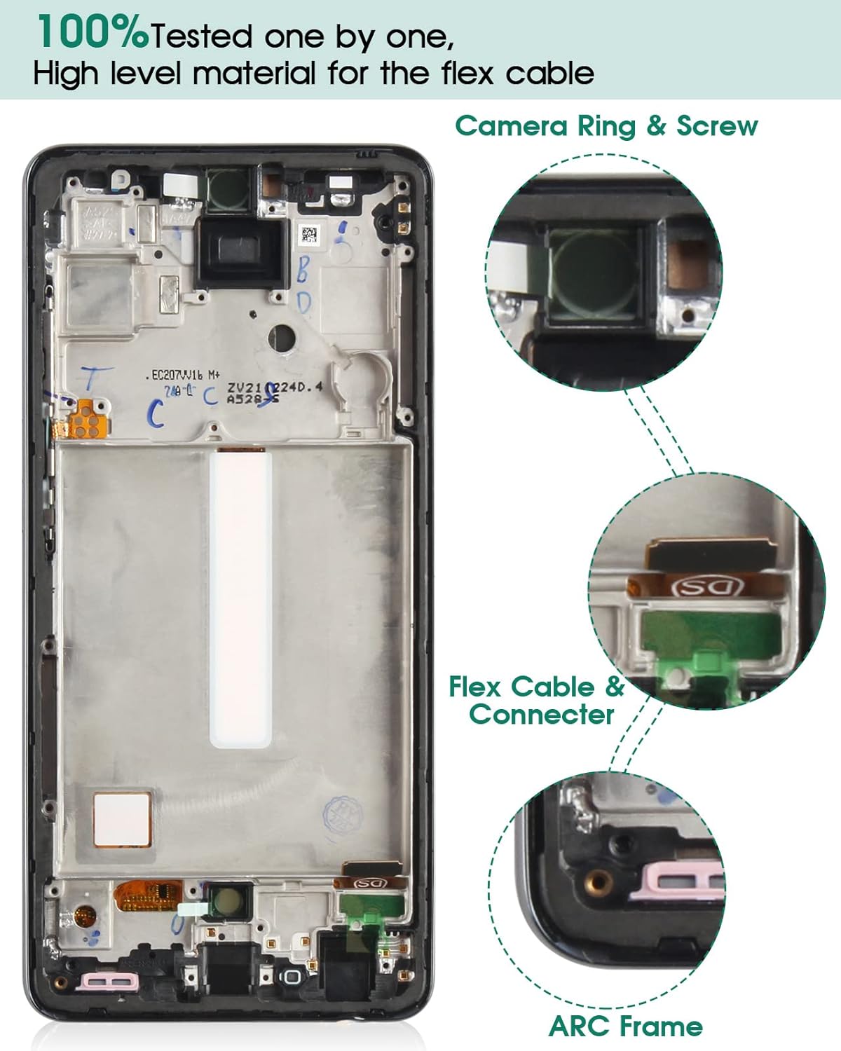 TFT for Samsung Galaxy A52s 5G Screen Replacement for Galaxy A52s 5G LCD Display for SM-A528B SM-A528B/DS Digitizer Touch Screen Assembly Repair Part with Frame (Without Fingerprint Function)