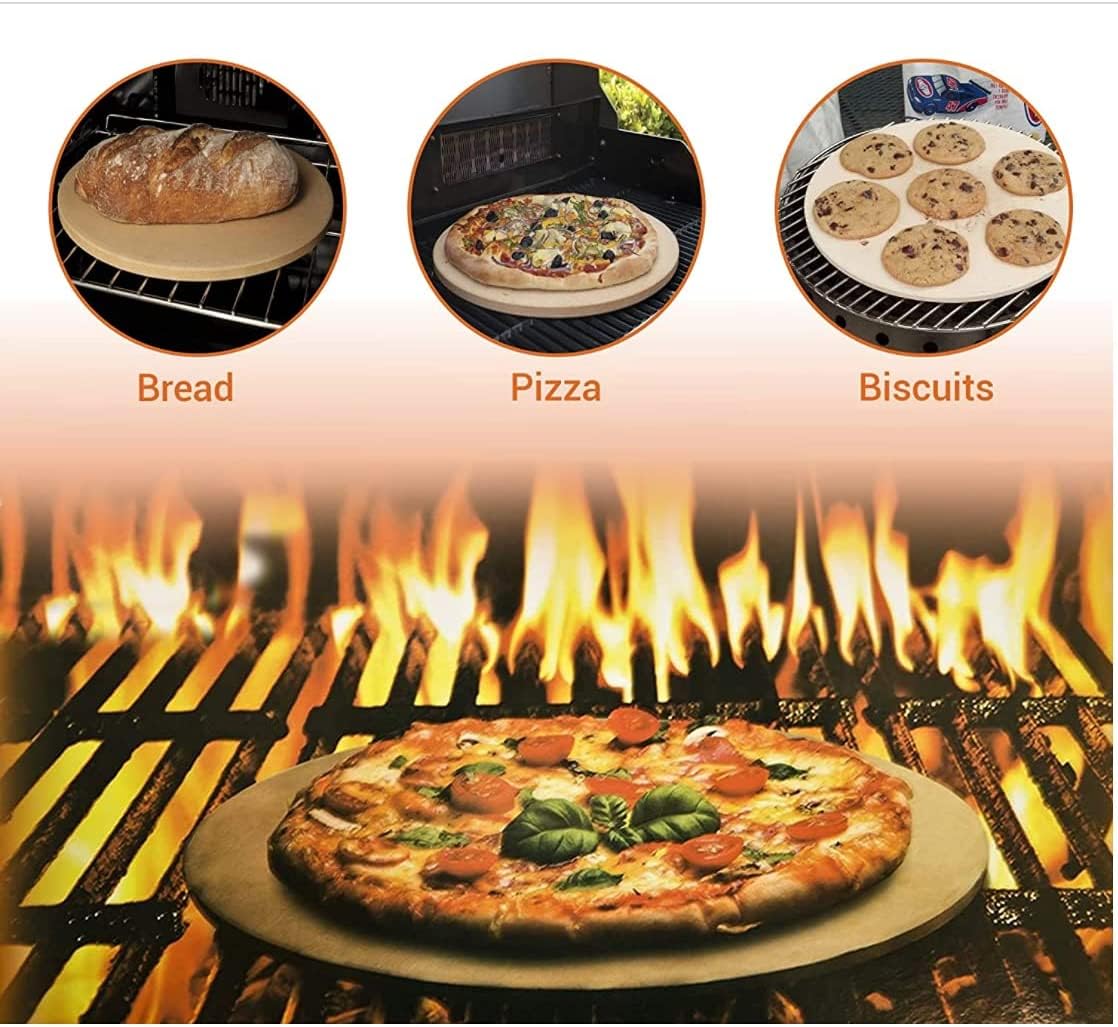 Generic 2 pcs 12 INCH Round Pizza Baking Stone, Food Safe,Heavy Duty Cordierite Pizza Stone for Oven and Grill, Thermal Shock Resistant, Ideal for Baking Crisp Crust Pizza, Bread and More, White
