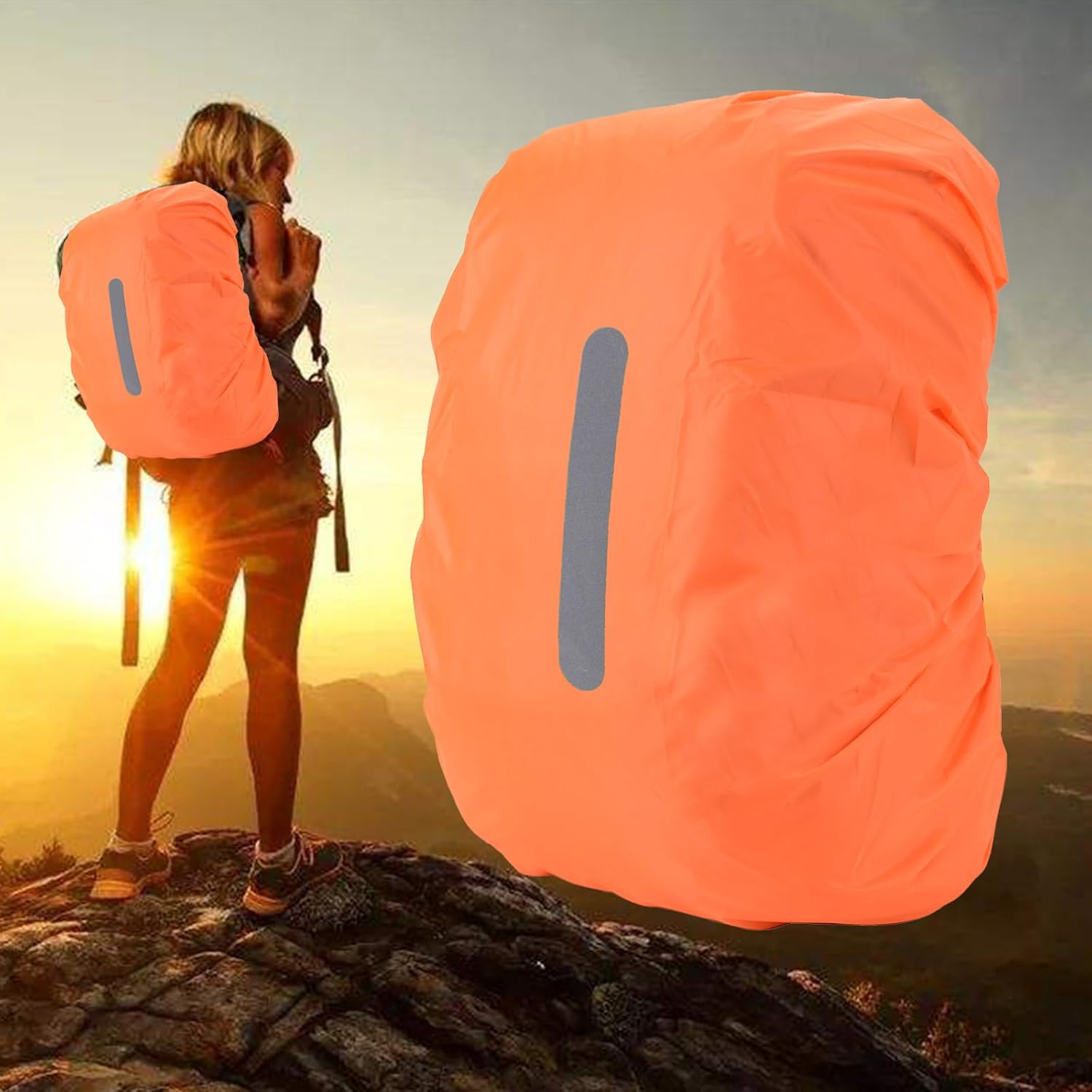 Backpack Cover with Reflective Strip Rain Cover for Women Men Unisex Outdoor Hiking Rucksack Covers Backpack Rain