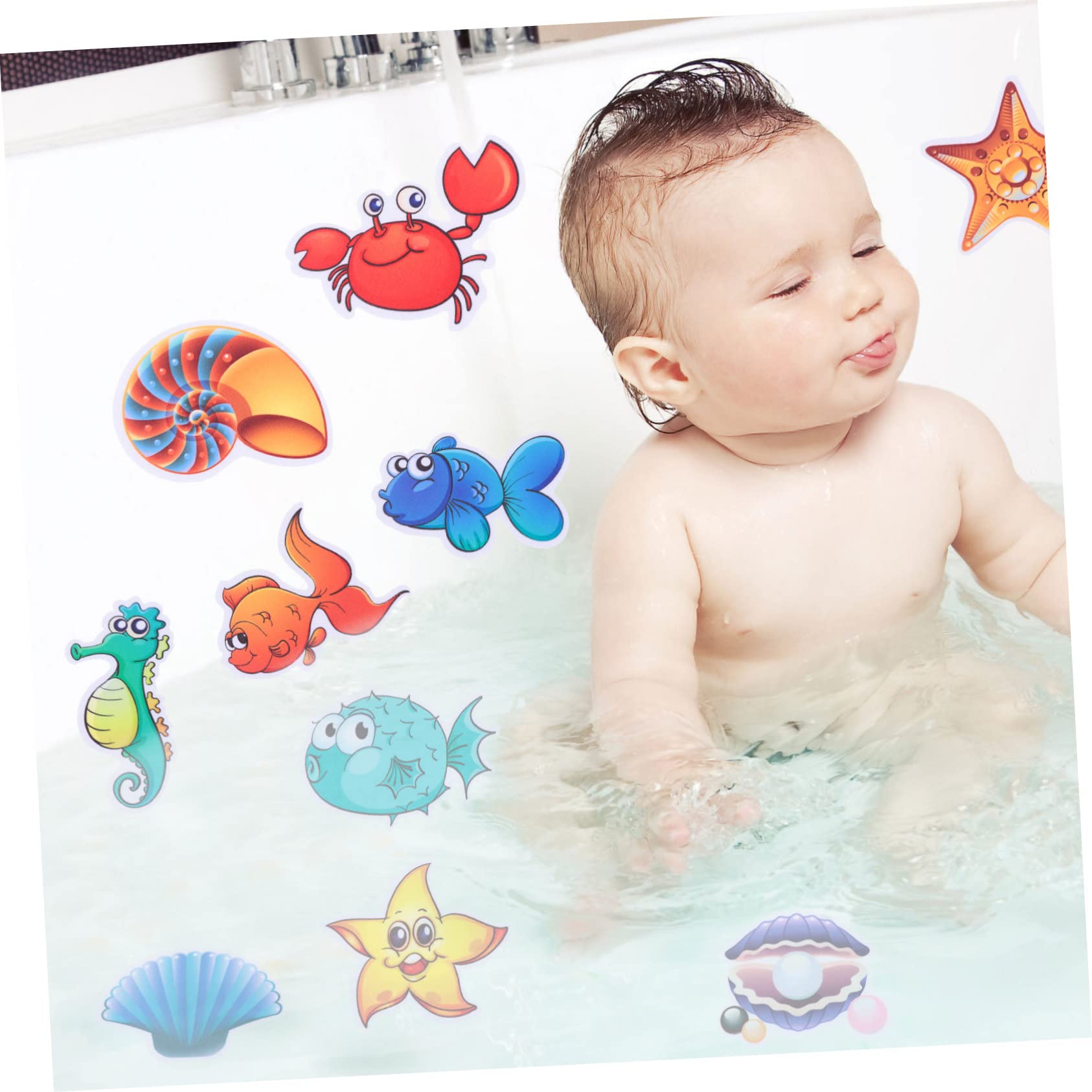 30 Autocollants De Baignoire Antidérapants - Motifs Océan Et Tournesol - Pour Salle De Bain, Frigo, Valise - Faciles à Coller Et Retirer - 11
