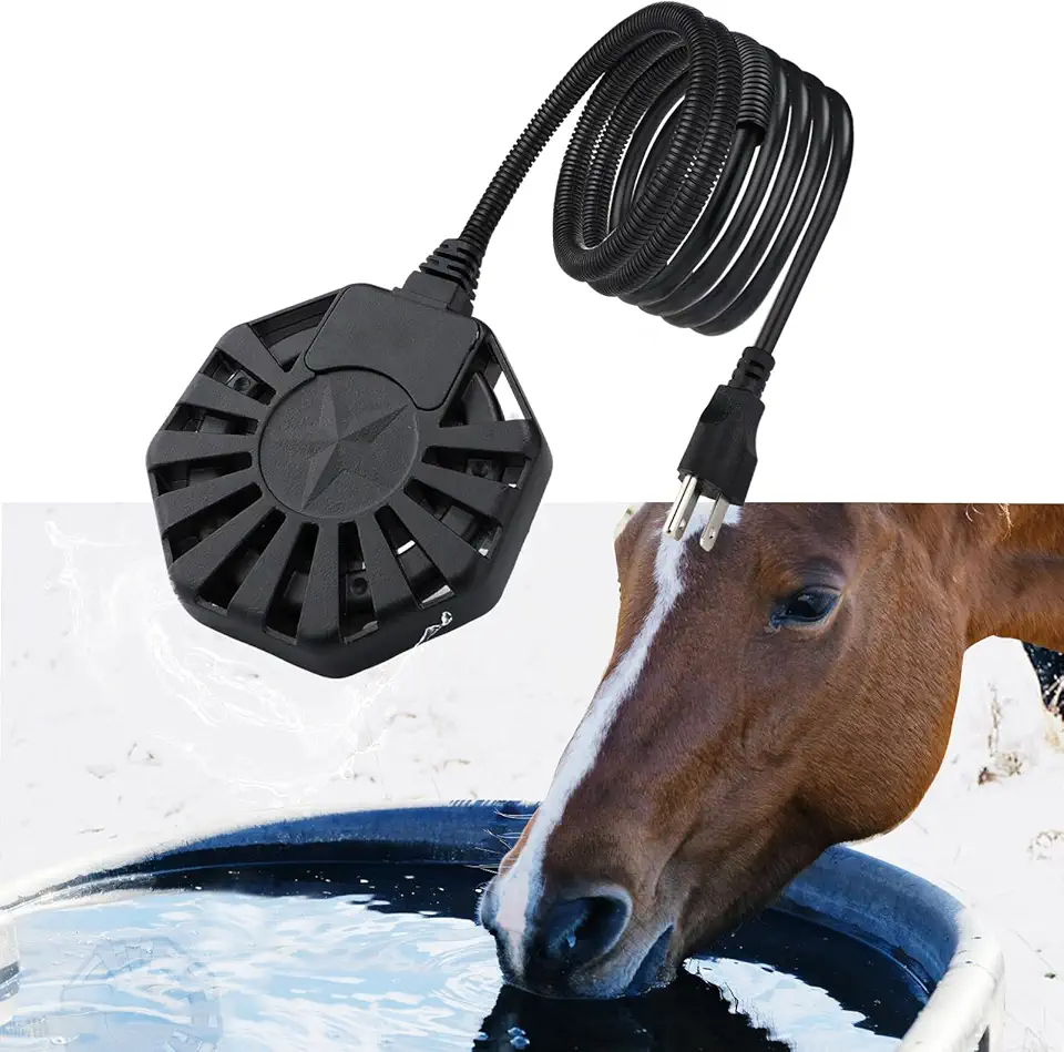 Horse Water Heater - 500W De-icer for 50 Gallon Cows Sheep Livestock Water Trough Tank Bird Bath, Ch...