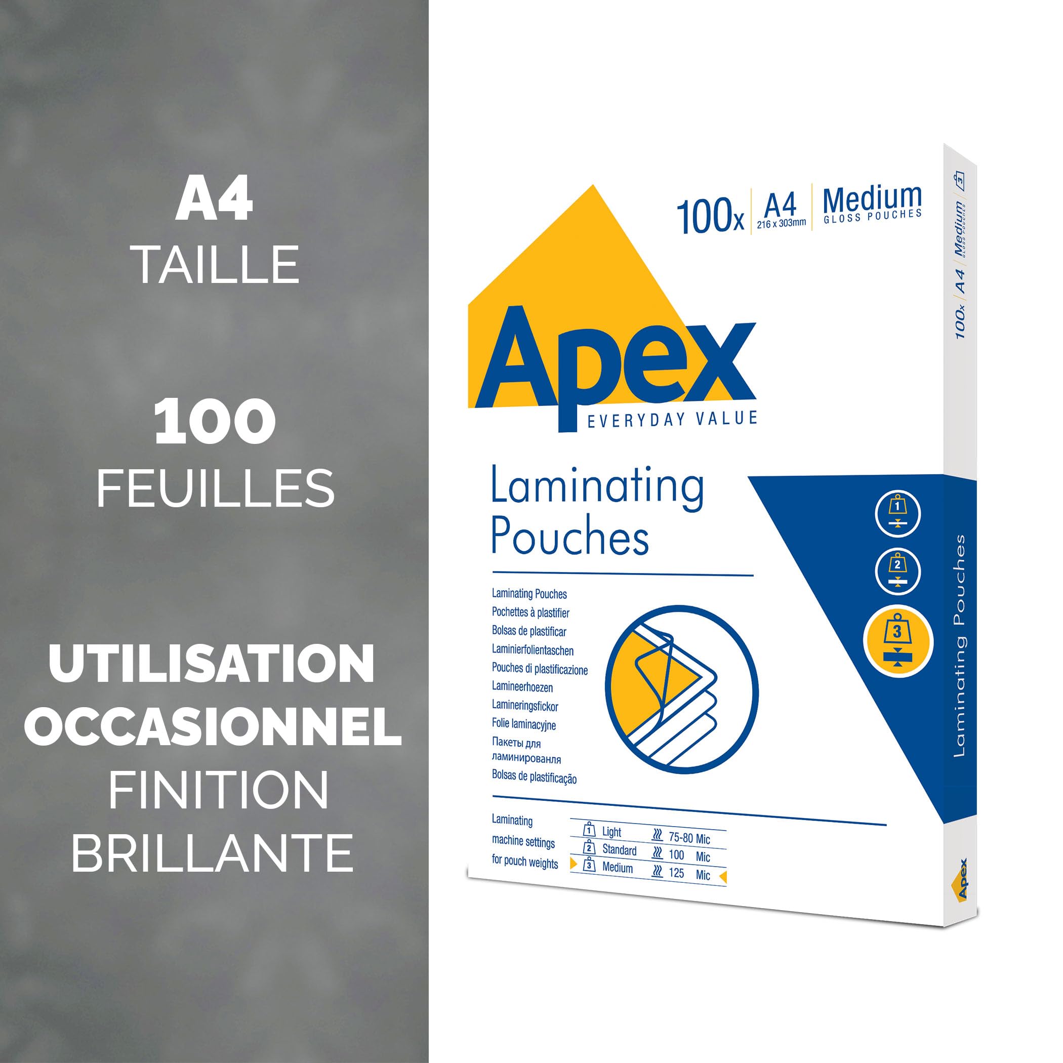 Fellowes Apex Pochettes de plastification A4 100 pièces