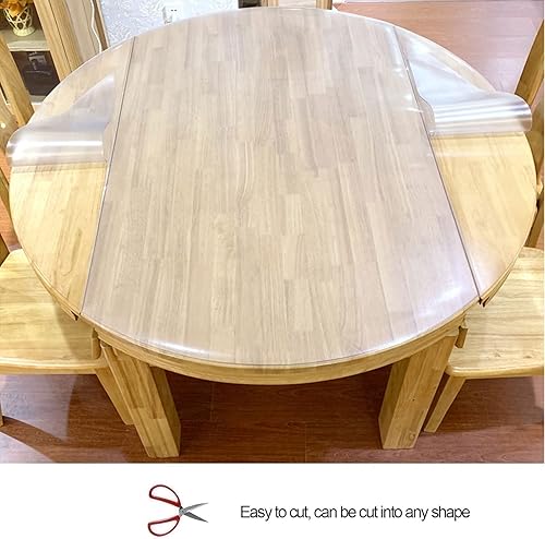 Miniatura 5 de Mantel redondo para mesa de comedor, café, mantel de plástico transparente, de vinilo, PVC, resistente al agua, protector de muebles de escritorio,