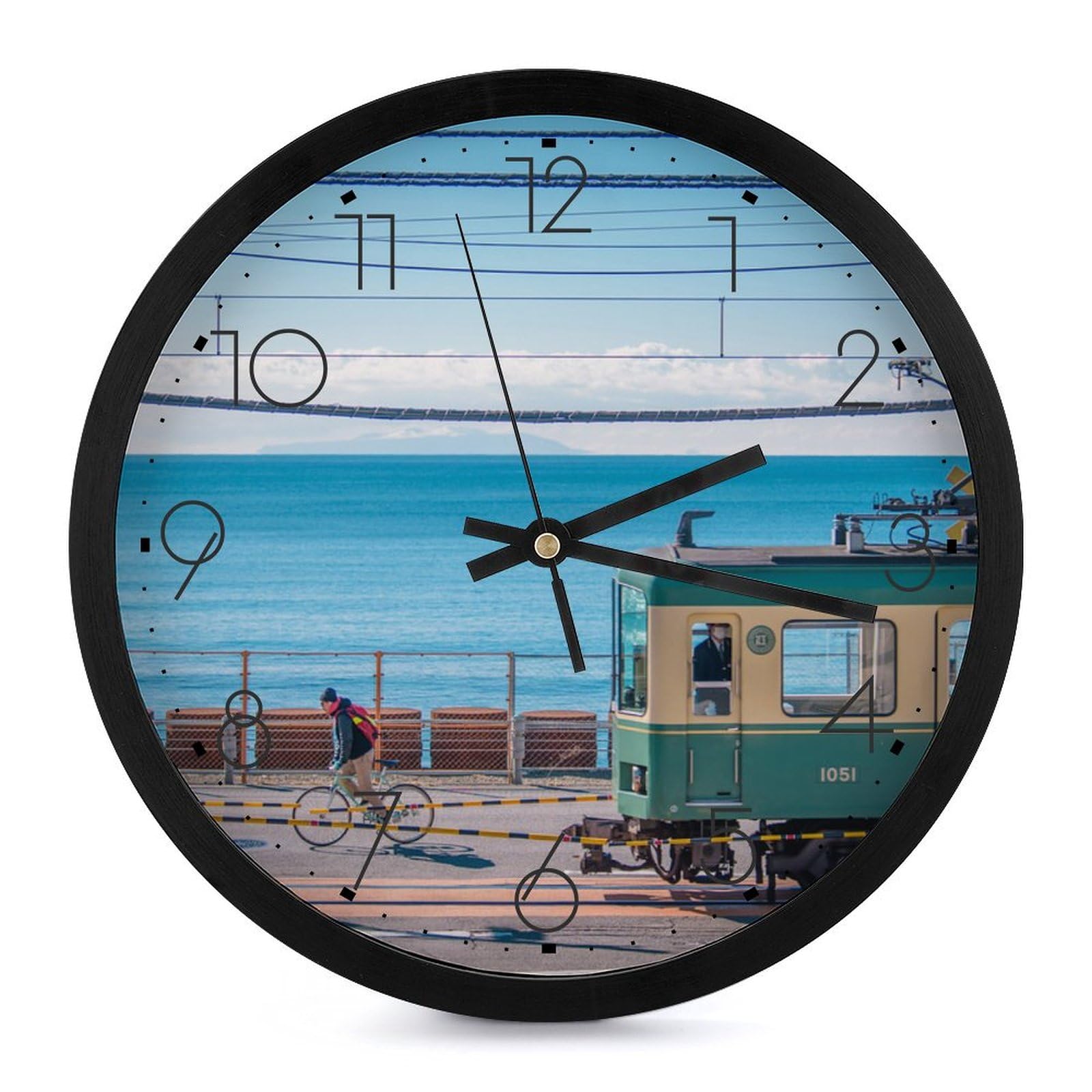 Amazon.co.jp: 日本の風景 江ノ電と踏切-神奈川 壁掛け時計 かけ時計