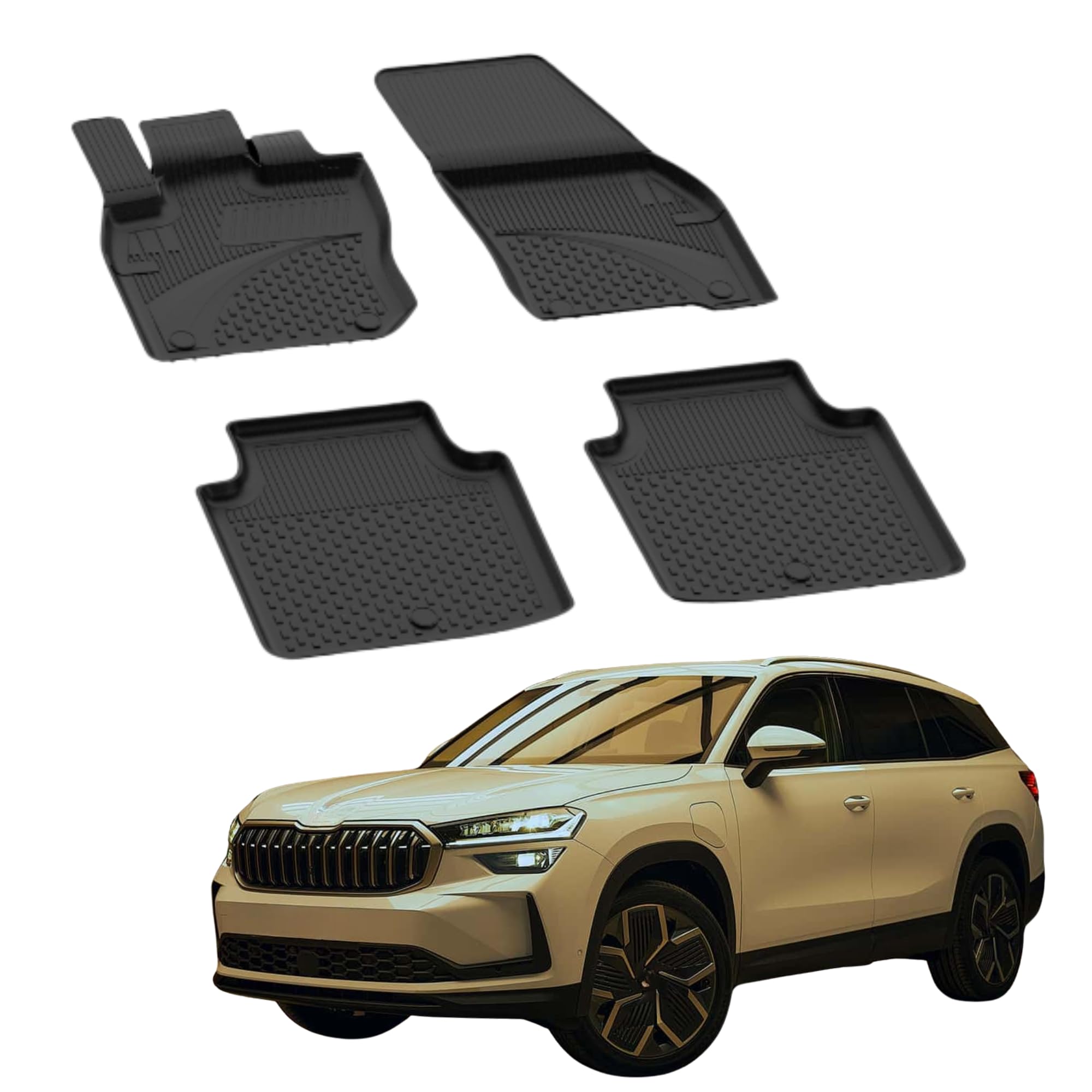 Sahler Fußmatten Automatten kompatibel mit Skoda Kodiaq 2024-2026 | 4.5D Premium TPE Gummi Antirutsch Gummimatten Wasserdicht Car Auto Matte Schwarz