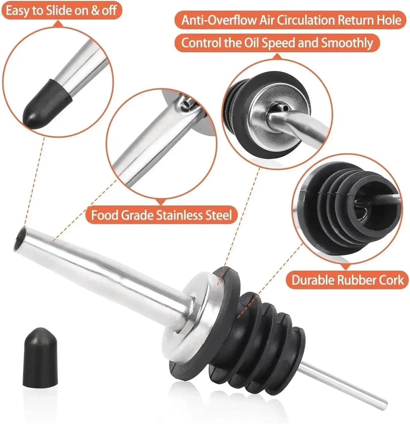 304 Stainless Steel Stopper Bar Tool Wine Bottle Stopper Cap Dispenser Wine Pourer Nozzle Liquor Leak-Proof Plug Bottle Stopper(12pcs Automatic lid)