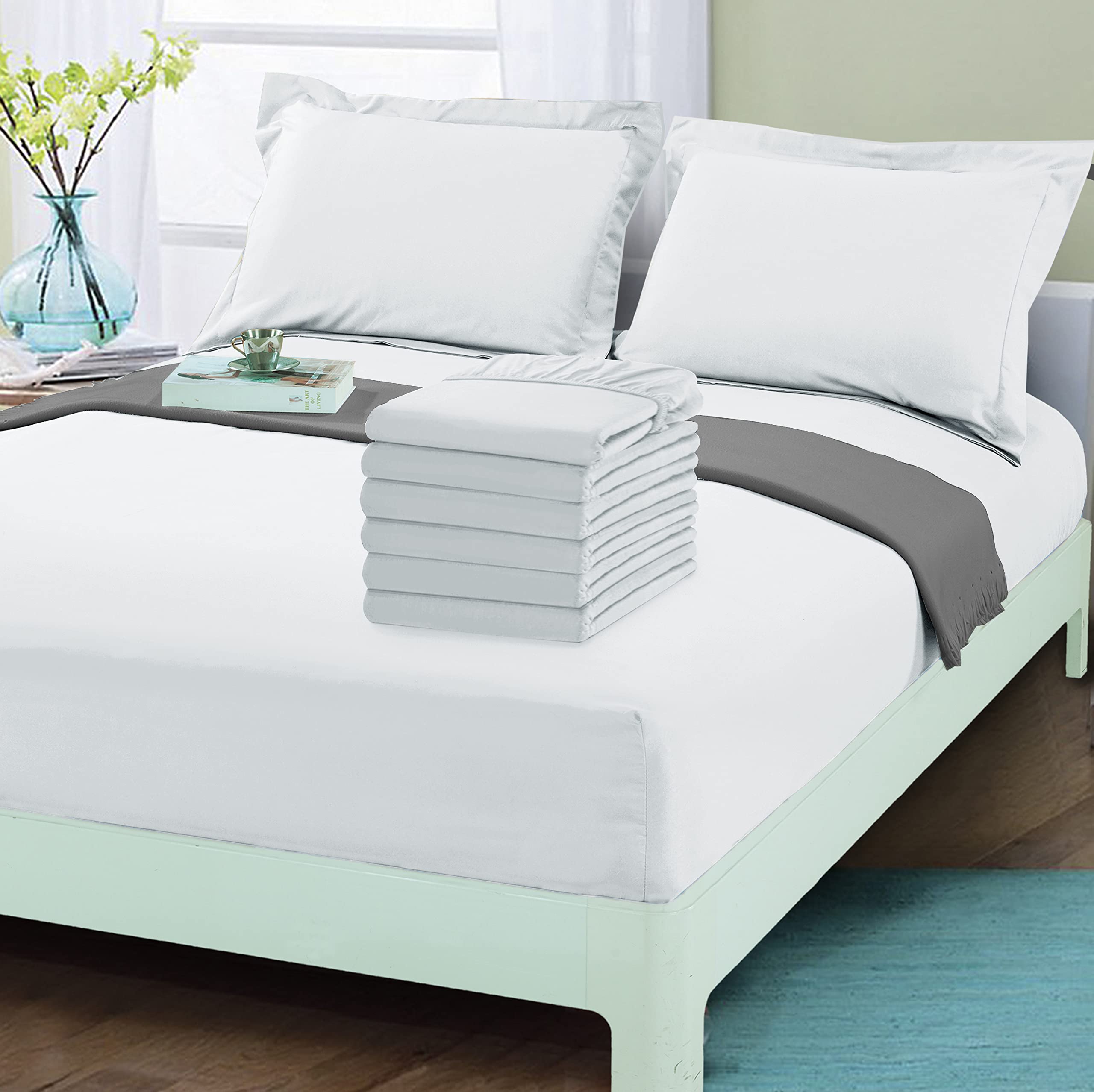 Bare Home 2-Pack Fitted Bottom Sheets King - Premium 1800 Ultra-Soft