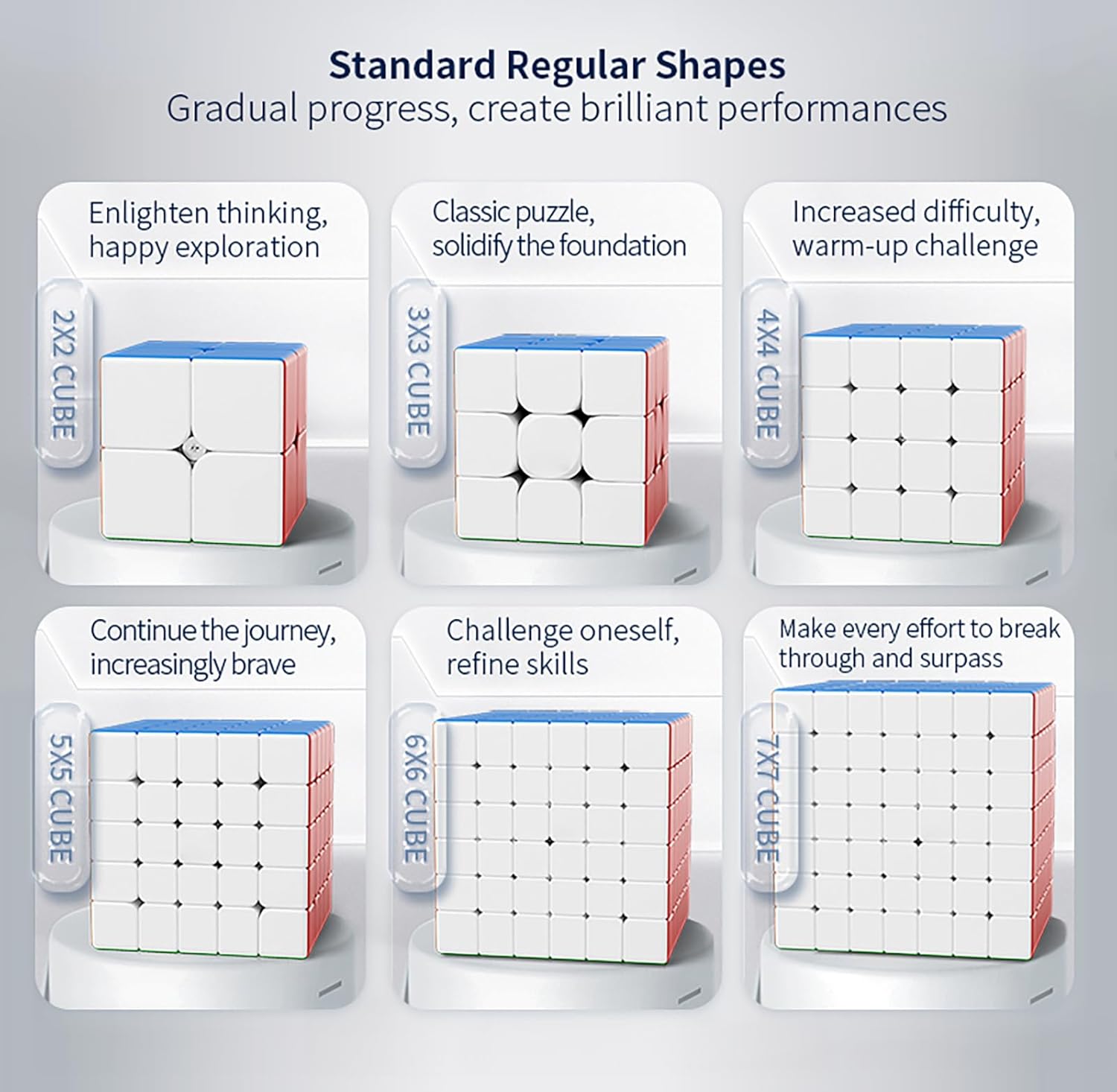 Speed Cube Set - Puzzle Cube, Magic Cube Bundle Collection Cube 2x2 3x3 4x4 5x5 6x6 7x7 Puzzle Cube Toy Gift Box for Children Adults, Pack of 6, Moyu MFJS WCA 2-7 Set (Stickerless)