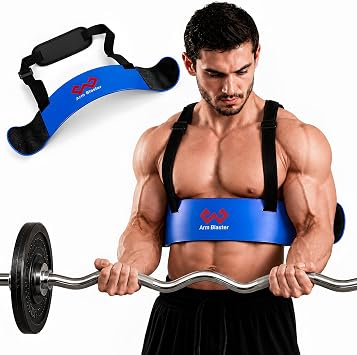 Arm Blaster Bicep Curl with Neoprene Padding, Adjustable Aluminum Bicep Curl Isolator, Bicep Blaster Arm Trainer for Weight Lifting Bodybuilding Home Gym Workout