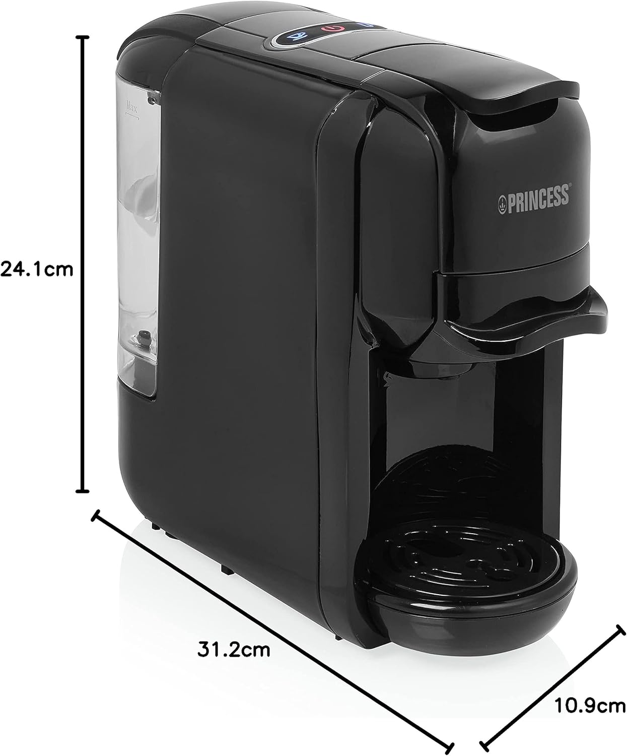 Princess 249452 Multi-Capsule Coffee Machine with Adapters for Nespresso, Dolce Gusto and ESE, 19 Bar Pressure, 600 ml Removable Water Tank, 1450 W Princess 249452 Multi-Capsule Coffee Machine with Adapters for Nespresso, Dolce Gusto and ESE, 19 Bar Pressure, 600 ml Removable Water Tank, 1450 W