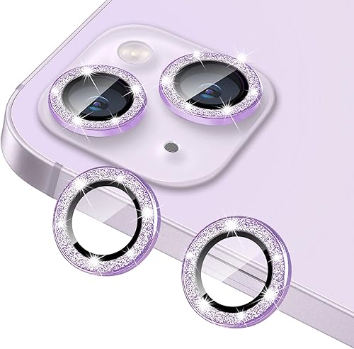 Miniatura 8 de Protector de lente de cámara compatible con iPhone 14 y 14 Plus, cubierta de lente de diamante brillante con purpurina 9H, cubierta de cámara de