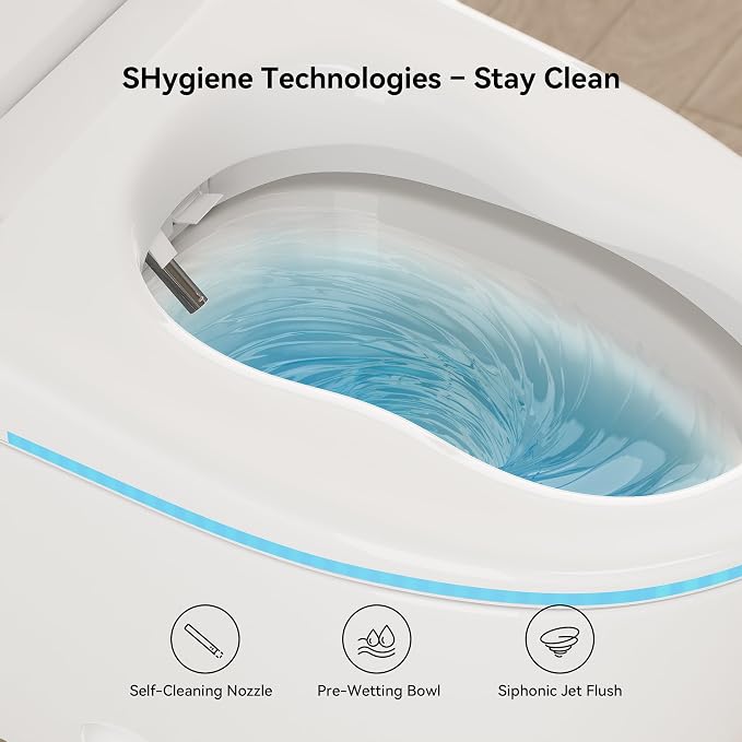 Inodoro inteligente con bidet homary, luz LED y asiento térmico miniatura 7