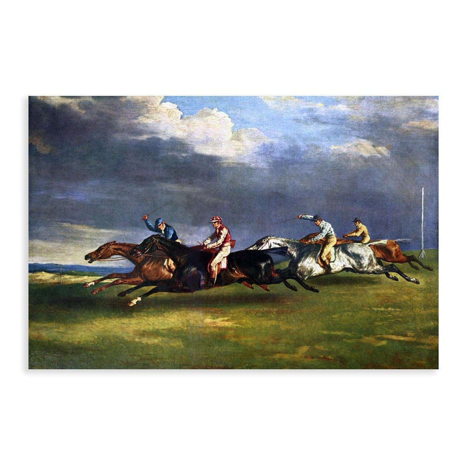 WCYB The Epsom Derby by Théodore Géricault Prints Posters Canvas Deco Paintings Wall Art For Office Unframe 24" L X 36" W