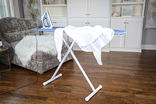 Miniatura 6 de Tabla de planchar ajustable de tamaño completo de 54 pulgadas con cubierta de almohadilla gruesa, sistema de bloqueo de piernas, plegable y