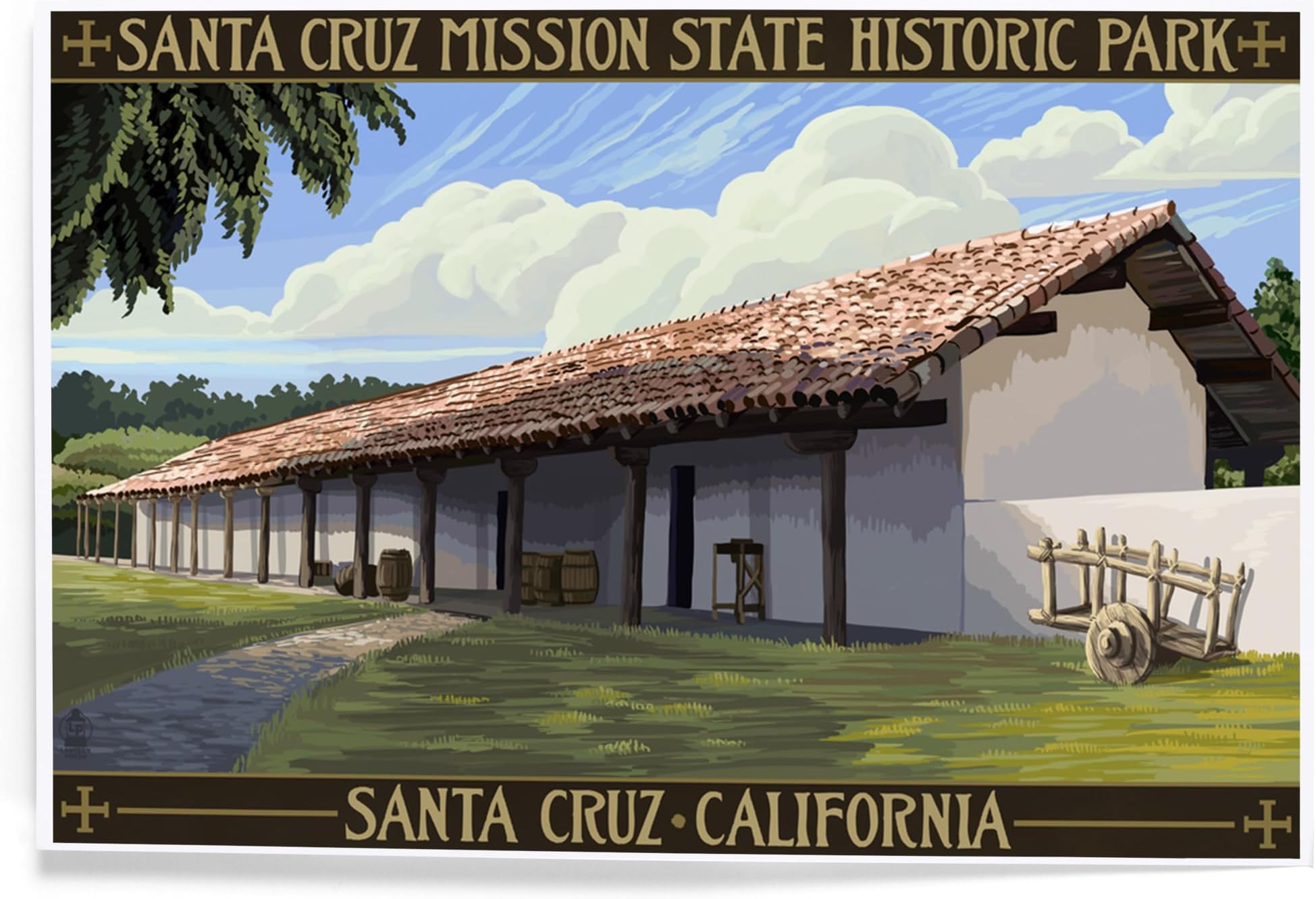 Lantern Press 8x12 Art Print, Santa Cruz Mission State Historic Park, Santa Cruz, California