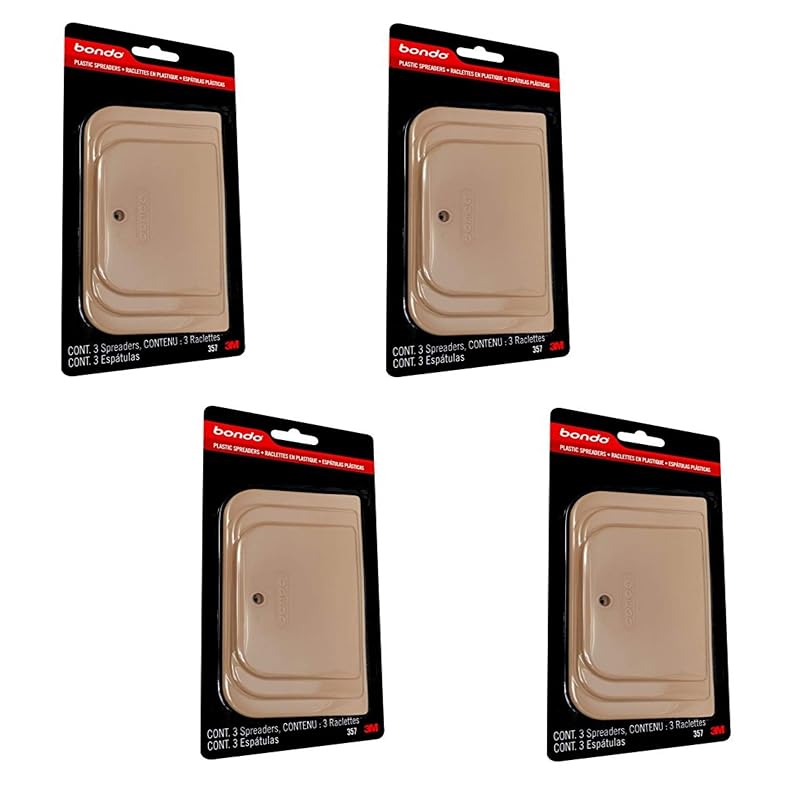 Espátulas Plásticas Bondo 357 3M para Massa de Funilaria, 3 Peças, Pacote com 4
