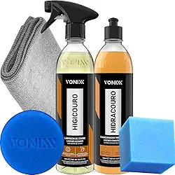 Kit Limpeza e Hidratação de Couro, Bancos, Sofás, Bolsas e jaquetas de Couro. Vonixx Hidracouro e Higicouro