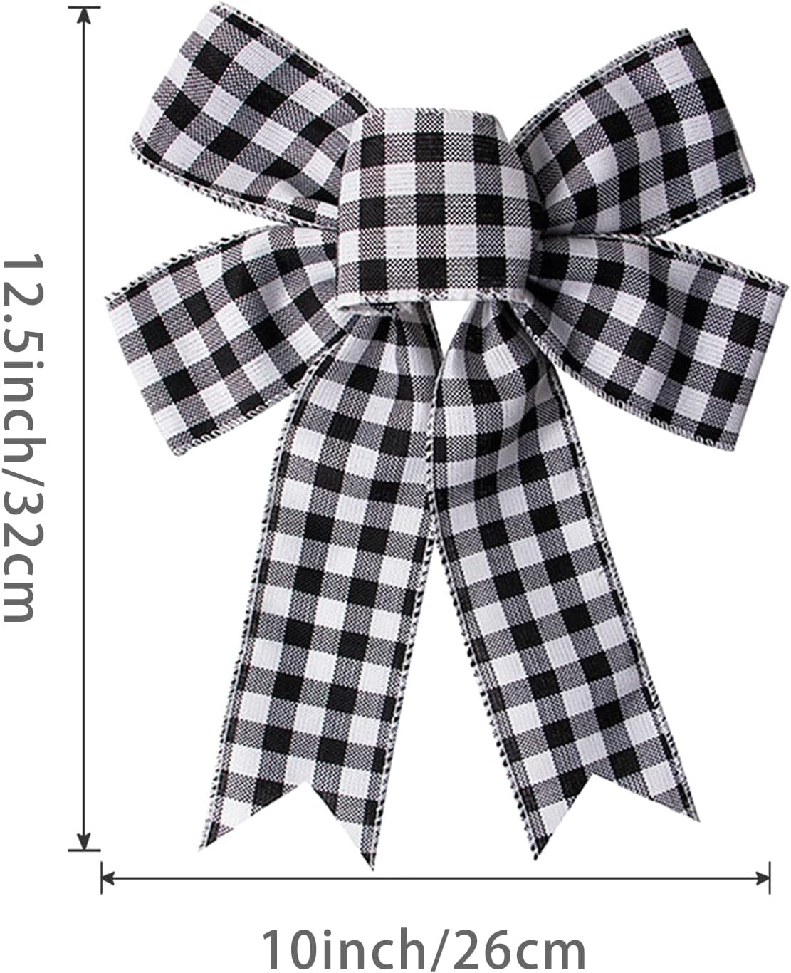 Black White Plaid Bows Buffalo Black White Plaid Wreath Bow Burlap Tree Topper for Wedding Christmas Front Door Wall Ornaments Outdoor Decorations 2Pack
