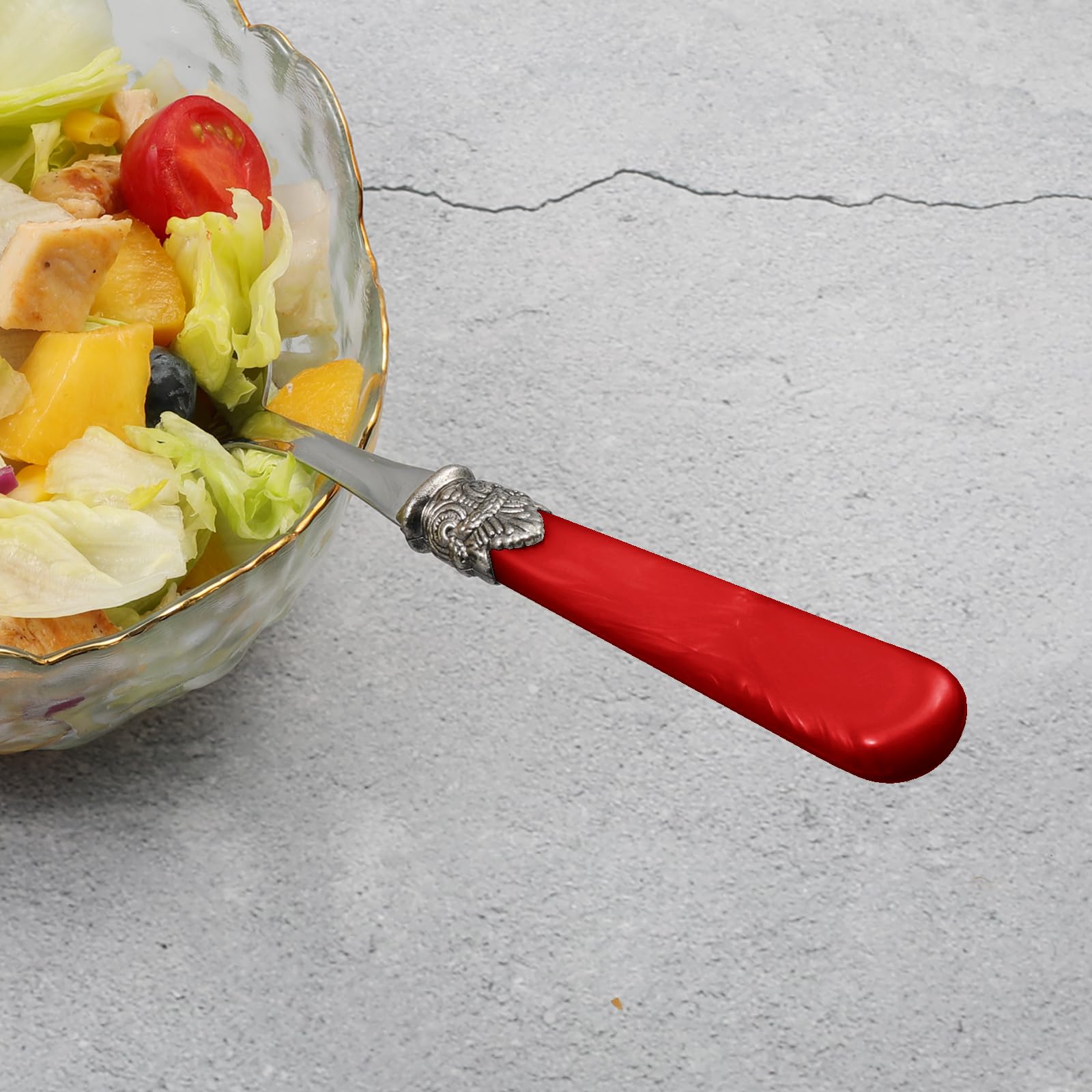 Red Stainless Steel Salad Servers - Set of 2 -6