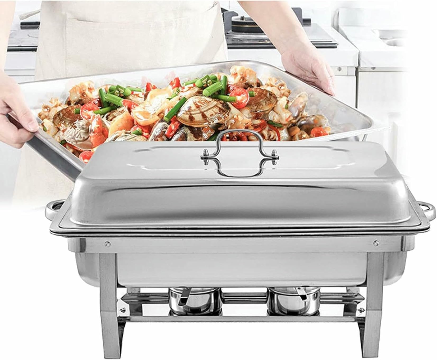 Plateau chauffant buffet 9L qui maintient vos grands plats au chaud sans dessécher