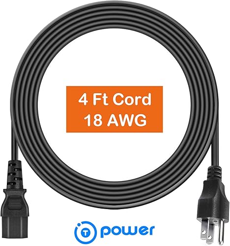 Miniatura 3 de T POWER Cable de alimentación de CA de 3 clavijas de 4 pies de largo para ollas a presión instantáneas, ollas de arroz, fabricantes de leche de soja
