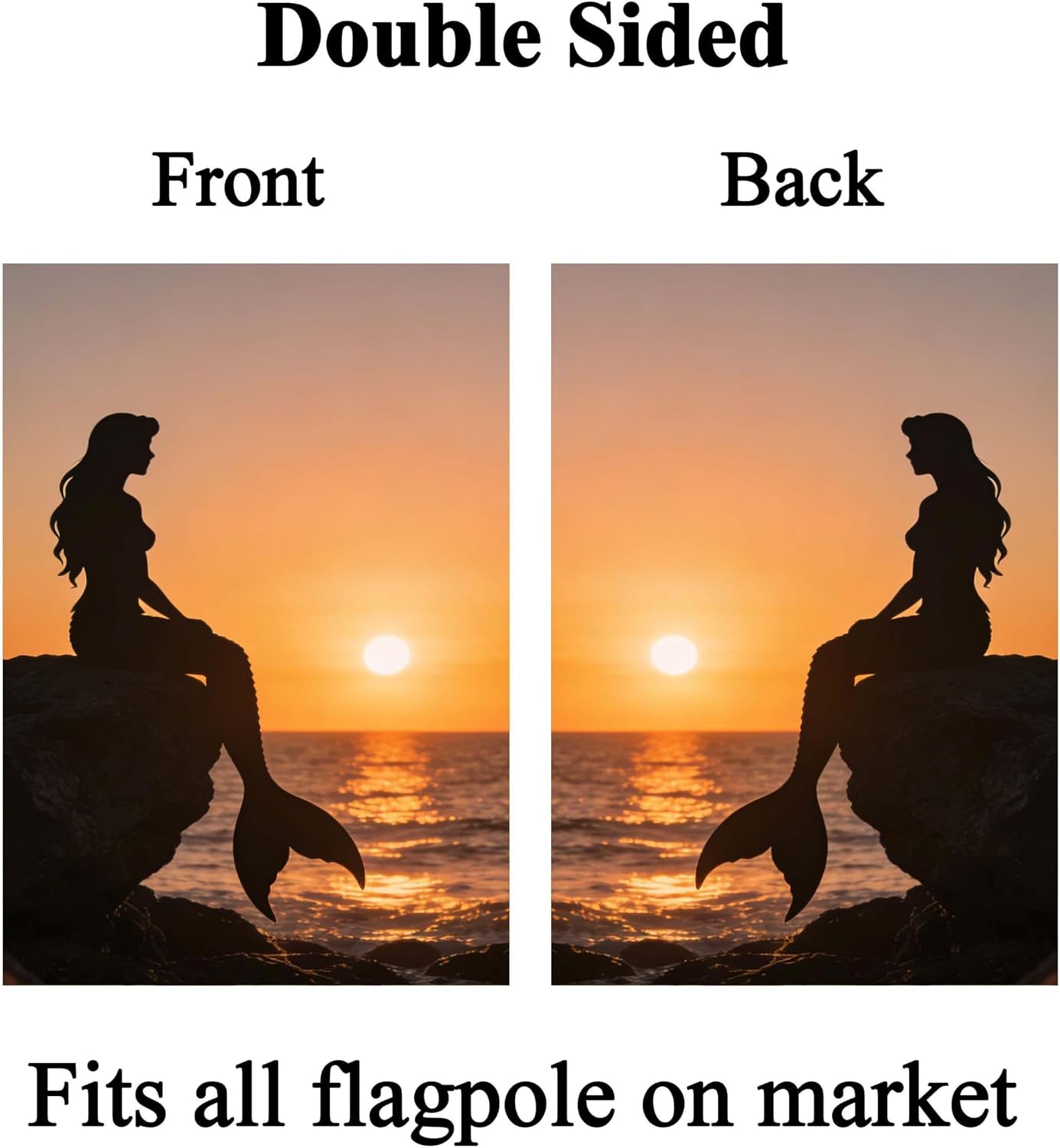 Fairy Tales Beauty Charming Fish Mermaid in Ocean Sea Sunset House Flag 28" x 40" Double Sided Polyester Welcome Yard Garden Flag Banners for Patio Lawn Home Outdoor Decor