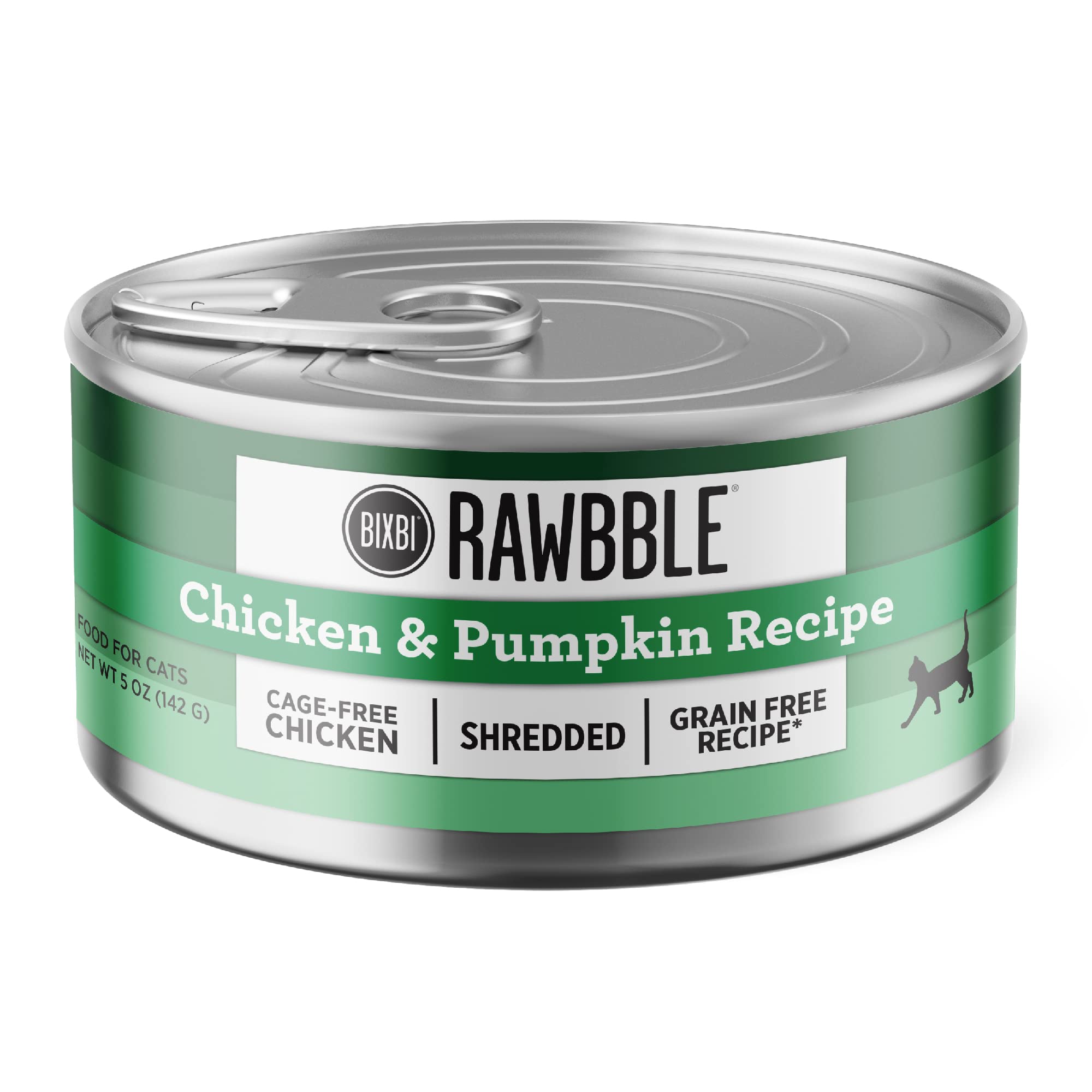 BIXBI Rawbble Shredded Chicken & Pumpkin Recipe Cans – Grain Free, Protein Rich Wet Cat Food – (2.5 unce Cans, Case of 12 )