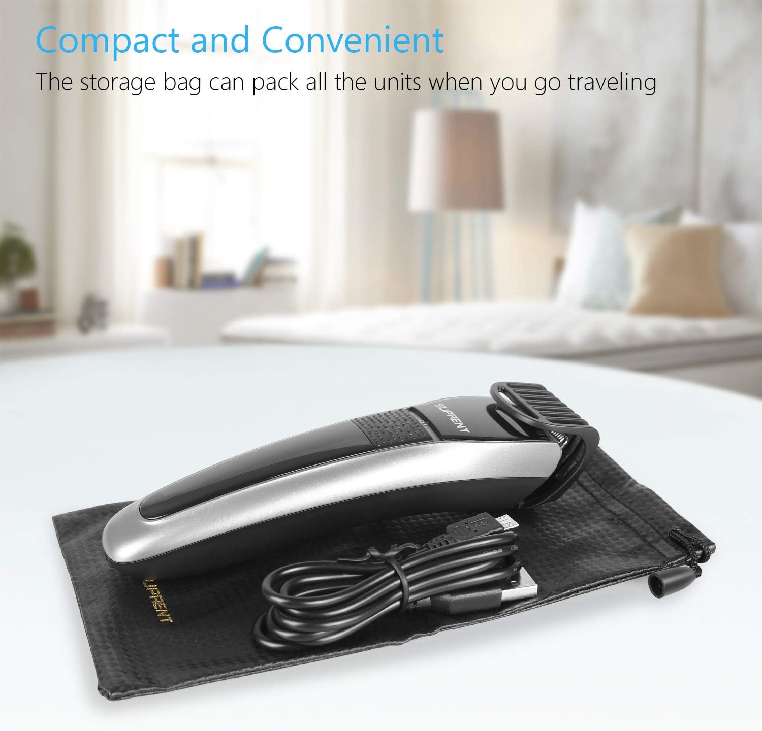 SUPRENT Beard Trimmer Adjustable Length 7 Built-in Precise Lengths 2mm-14mm Beard Trimmer with 1 Hour Fast&Quick USB Charge, Li-ion Battery