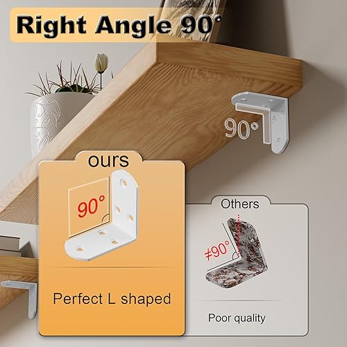 Miniatura 115 de Alise Soportes flotantes para estantes resistentes en forma de L, soportes de esquina de ángulo negro para estantes, soporte de estante reforzado