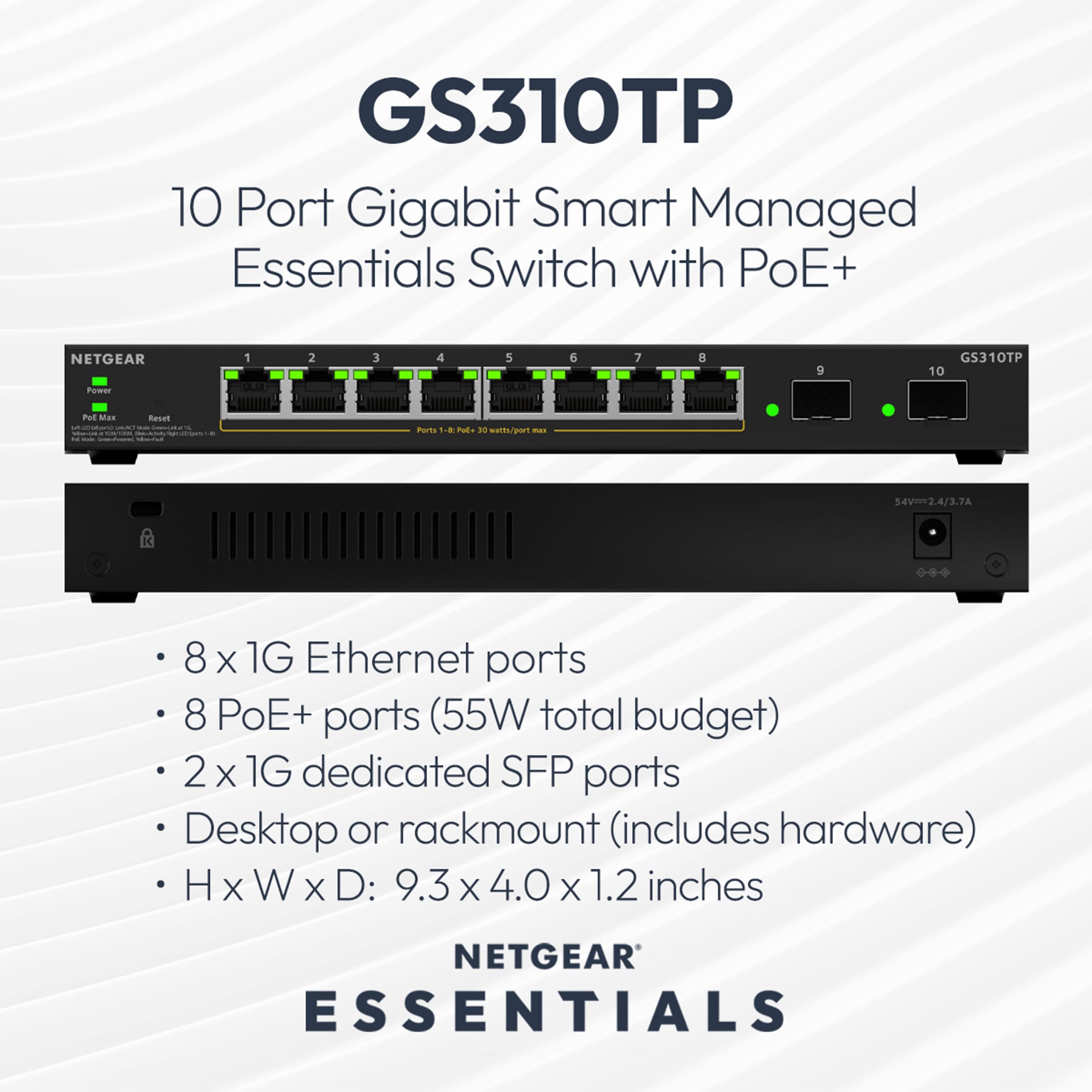 Amazon.com: NETGEAR S350 Series 10-Port Gigabit Ethernet PoE+