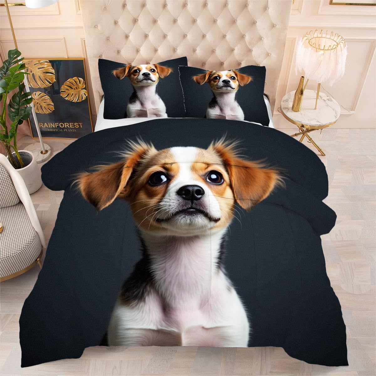 Couette légère respectueuse de la peau 240 x 260 cm motif Jack Russell lavable
