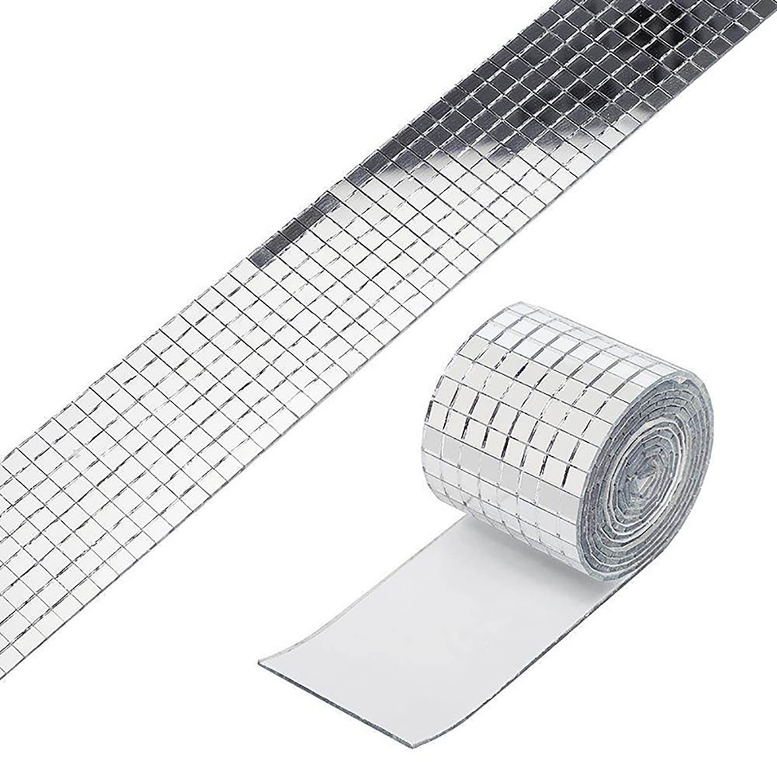 3 Sztuki Samoprzylepne Szklane Lustro Płytki Mozaiki - Małe Kwadratowe Naklejki 4x100 Cm dla DIY Craft Dekoracje, Disco Ball na Imprezę (Srebrny)