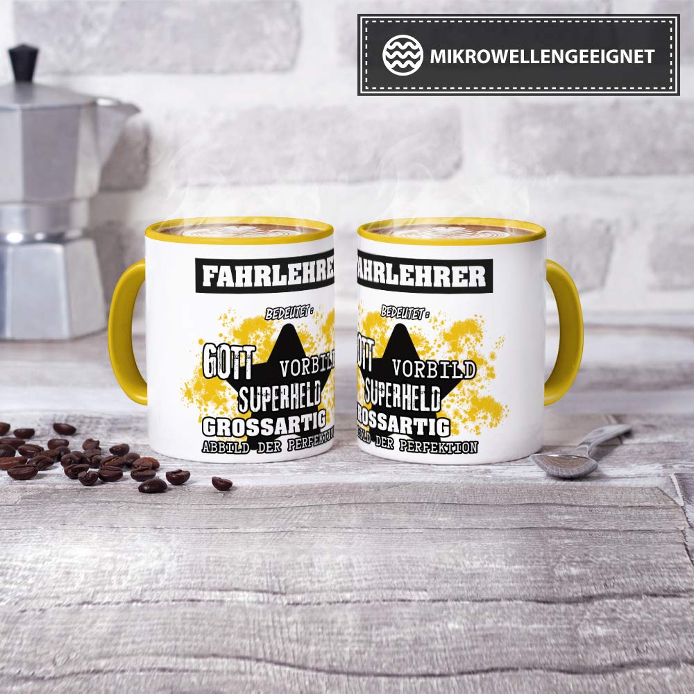 Tasse „So Sieht Der Beste Fahrlehrer Aus“ – Motivtasse Für Kollegen | Spülmaschinen- & Mikrowellengeeignet | 300 Ml