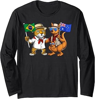Brazil Australia Roots Brazilian Flag Proud Australian Long Sleeve T-Shirt