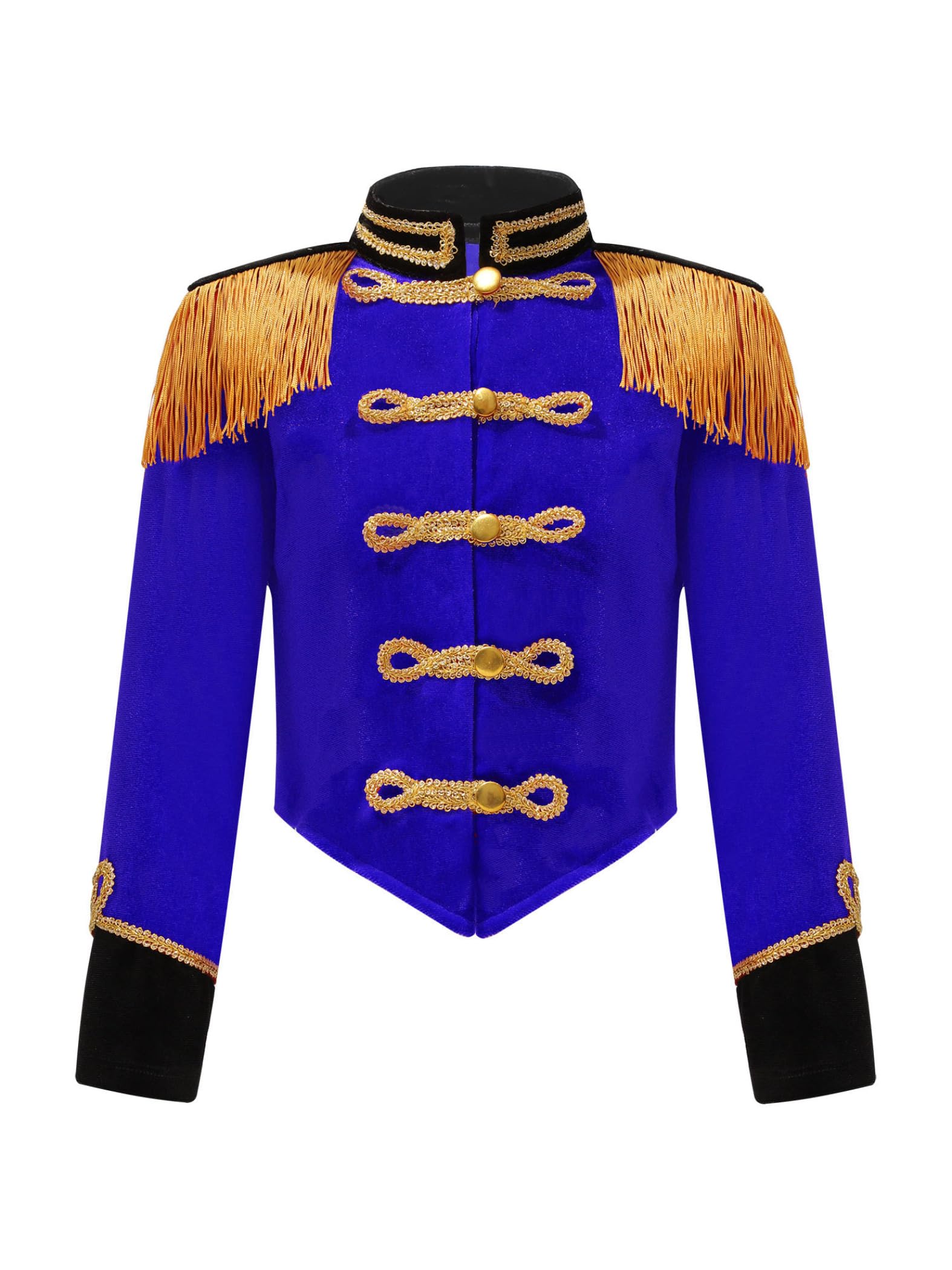 Lpdshaa Kids Girls Christmas Cosplay Costumes Drummer Outfits Marching Band Uniform Tassel Ringmaster Circus Jacket Coat Blue 3-4 Years