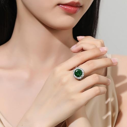 Miniatura 4 de Juego de 4 piezas de collar con dije de flor de circonita de gran tamaño, aretes y anillos, juego de pulseras de tenis de cristal plateado, joyería