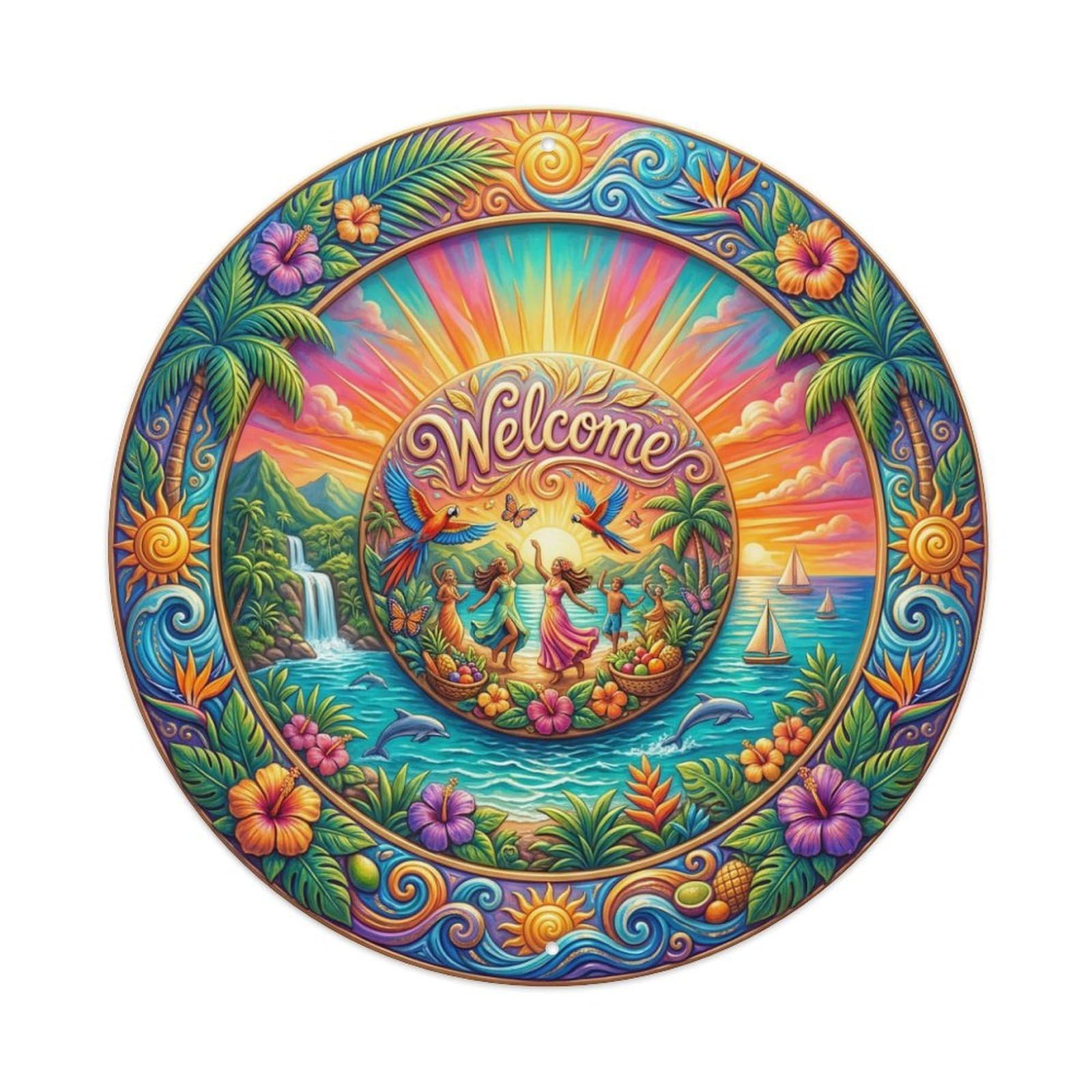 Tgrcjimh Style Metal Tin Sign Tropical Rapture Welcome Ecstatic Isle