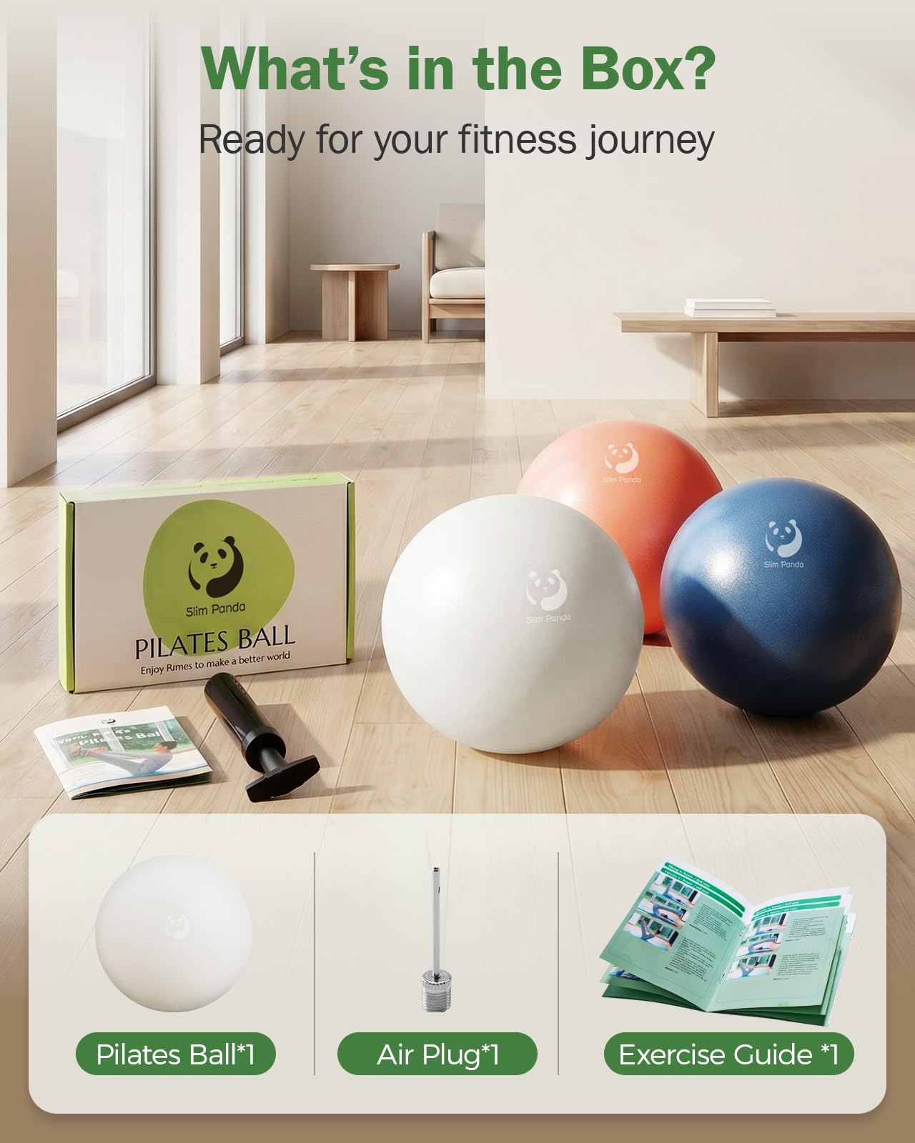 Slim Panda 15-17CM Balloon Pilates Petite, Pilates Ball avec Pompe pour Les Muscles Profonds et Le Plancher Pelvien, Ainsi Que Soutien pour la Nuque et Les Lombaires(Valve à Aiguille étanche)