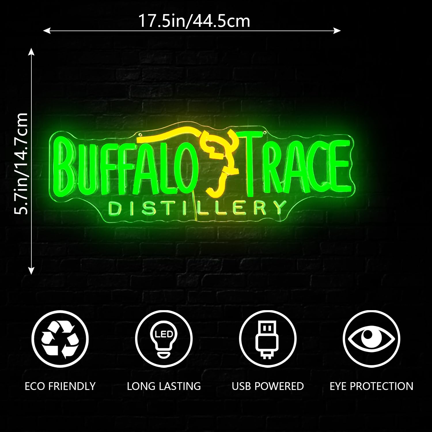 Jeanchrl Buffalo Neon Sign Trace Distillery Whiskey Neon Lights for Bedroom Home Business Club Pub Neon Bar Sign for Man Cave Light up Sign for Wall Decor Gift