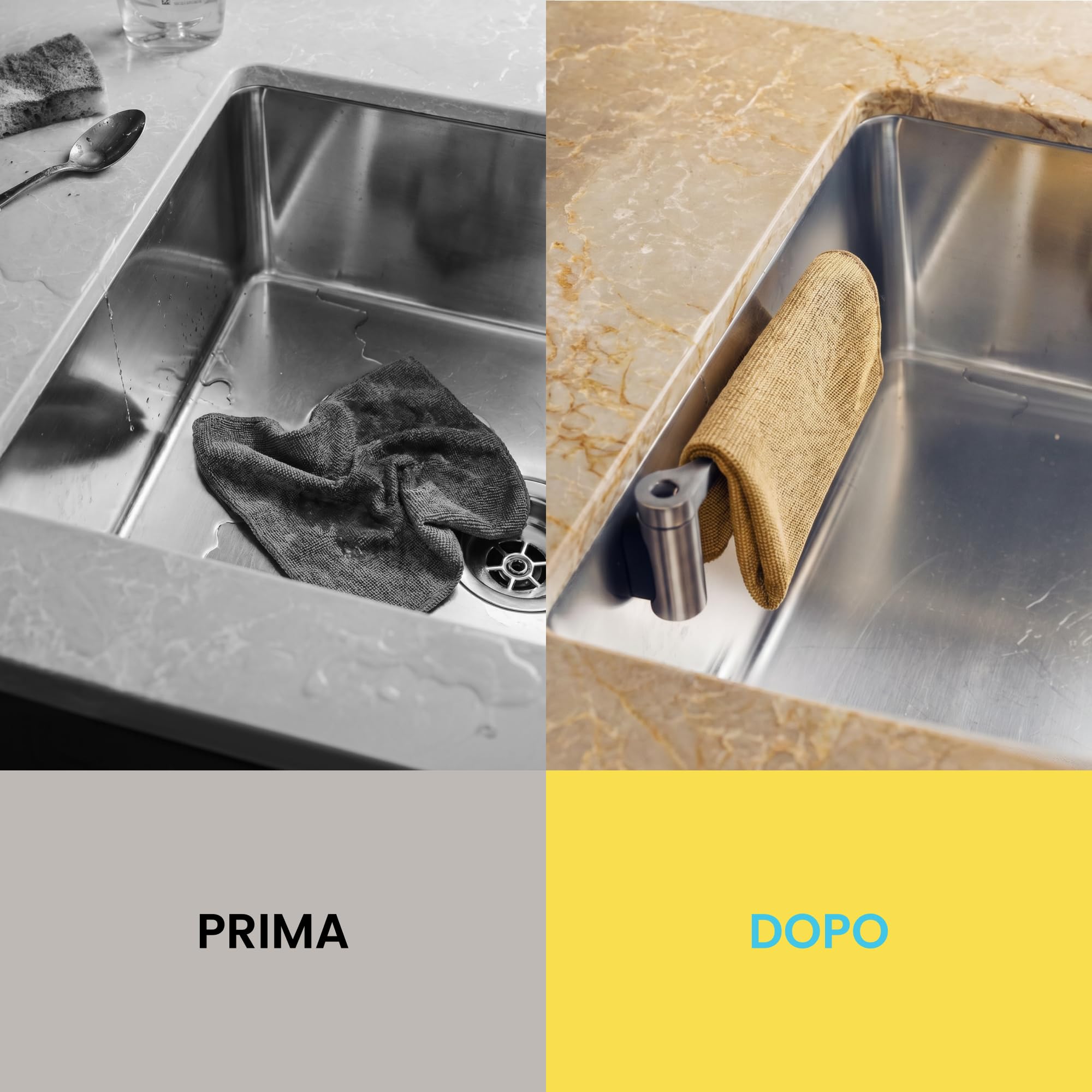 Porta strofinacci magnetico per lavello della cucina - Magnete potente - Organizer per lavello della cucina - Porta strofinacci magnetico da cucina (acciaio)