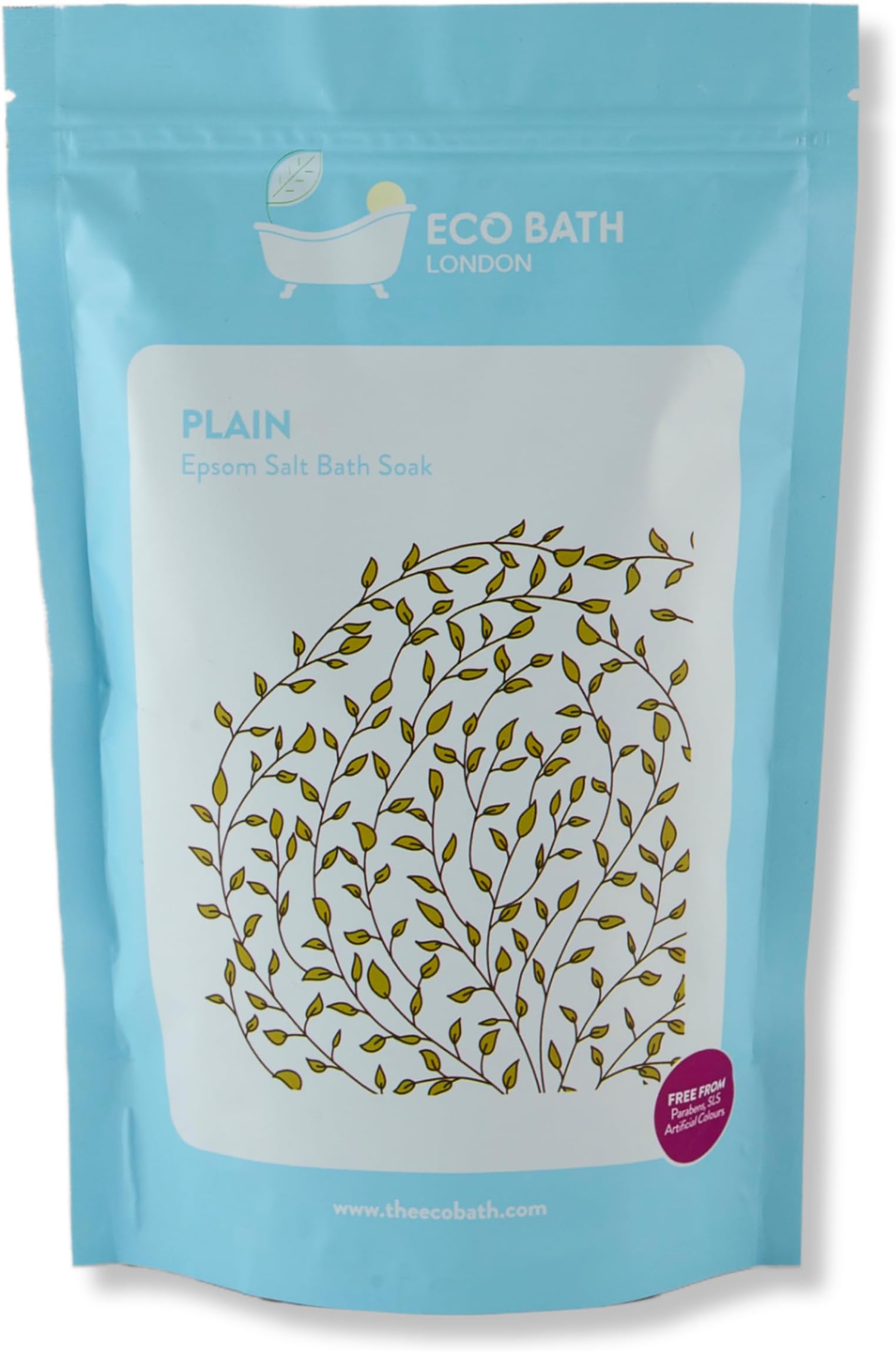 Eco Bath London Plain Epsom Salt Bath Soak, Pouch 500 g, Pure Epsom Salt Only Contains Rich Magnesium Bath Salt, Best to Use After Workout, White