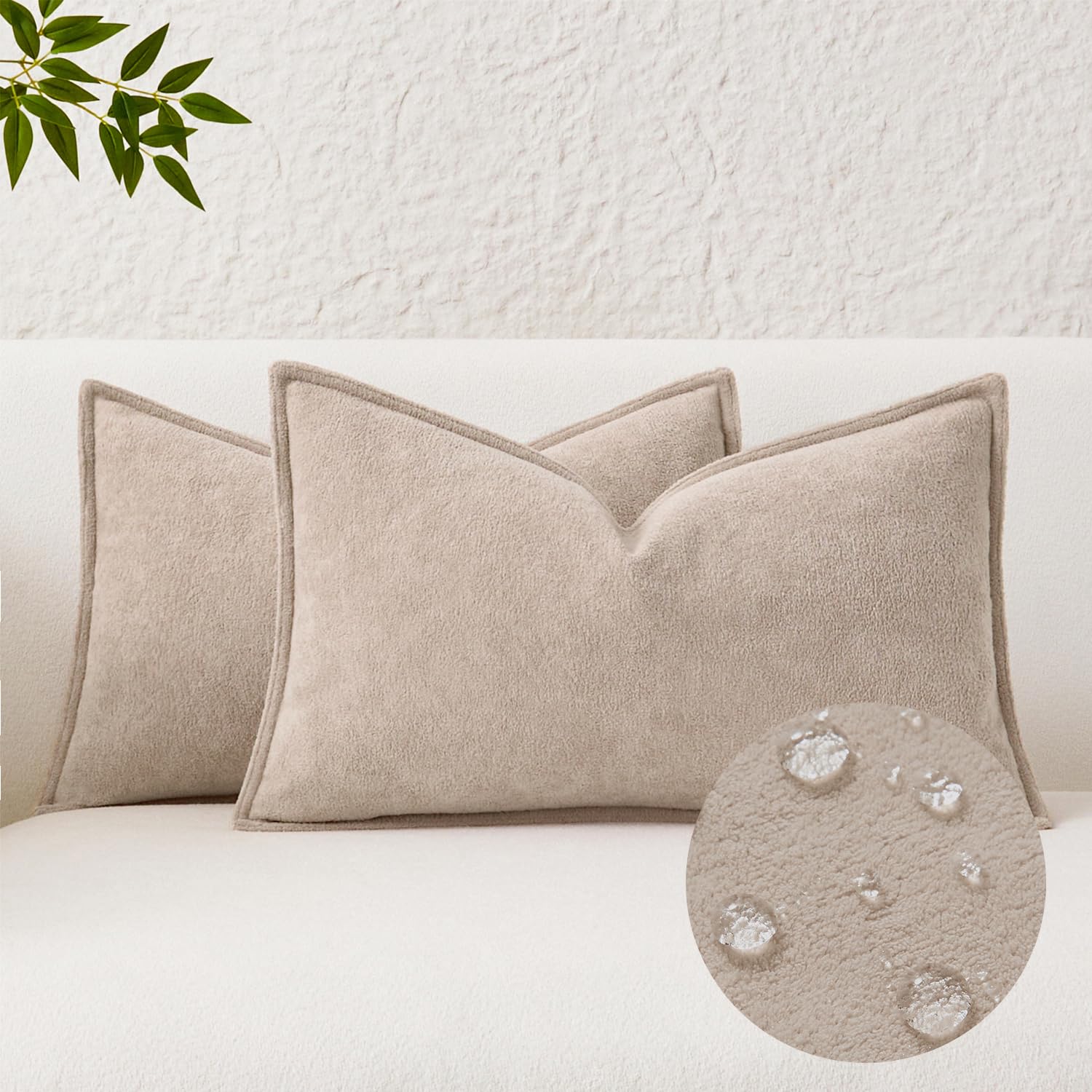 Photo 1 of Kevin Textile Soft Waterproof Pillow Covers 12x20 Inch 2 Pack, Khaki